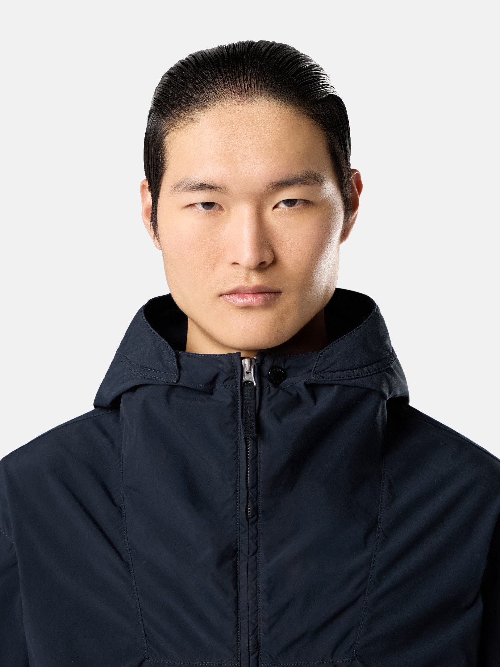 Navy Blue Hooded jacket with anti-drop 4100052 LIGHT COMPACT TOUCH