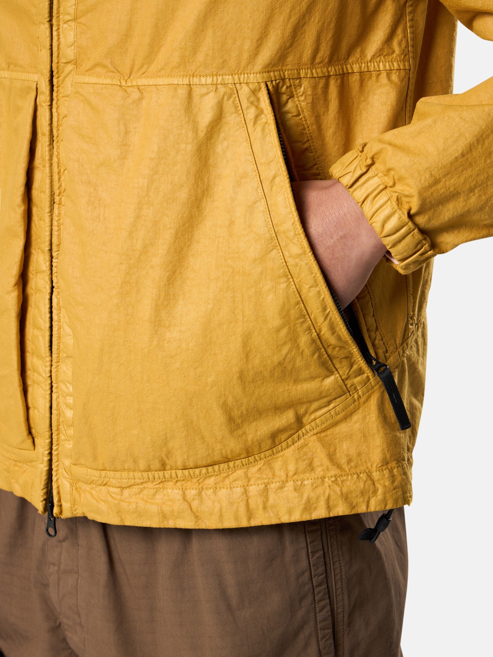 Mustard Hooded jacket with high-neck zipper 4100053 ORGANIC-LOOK
