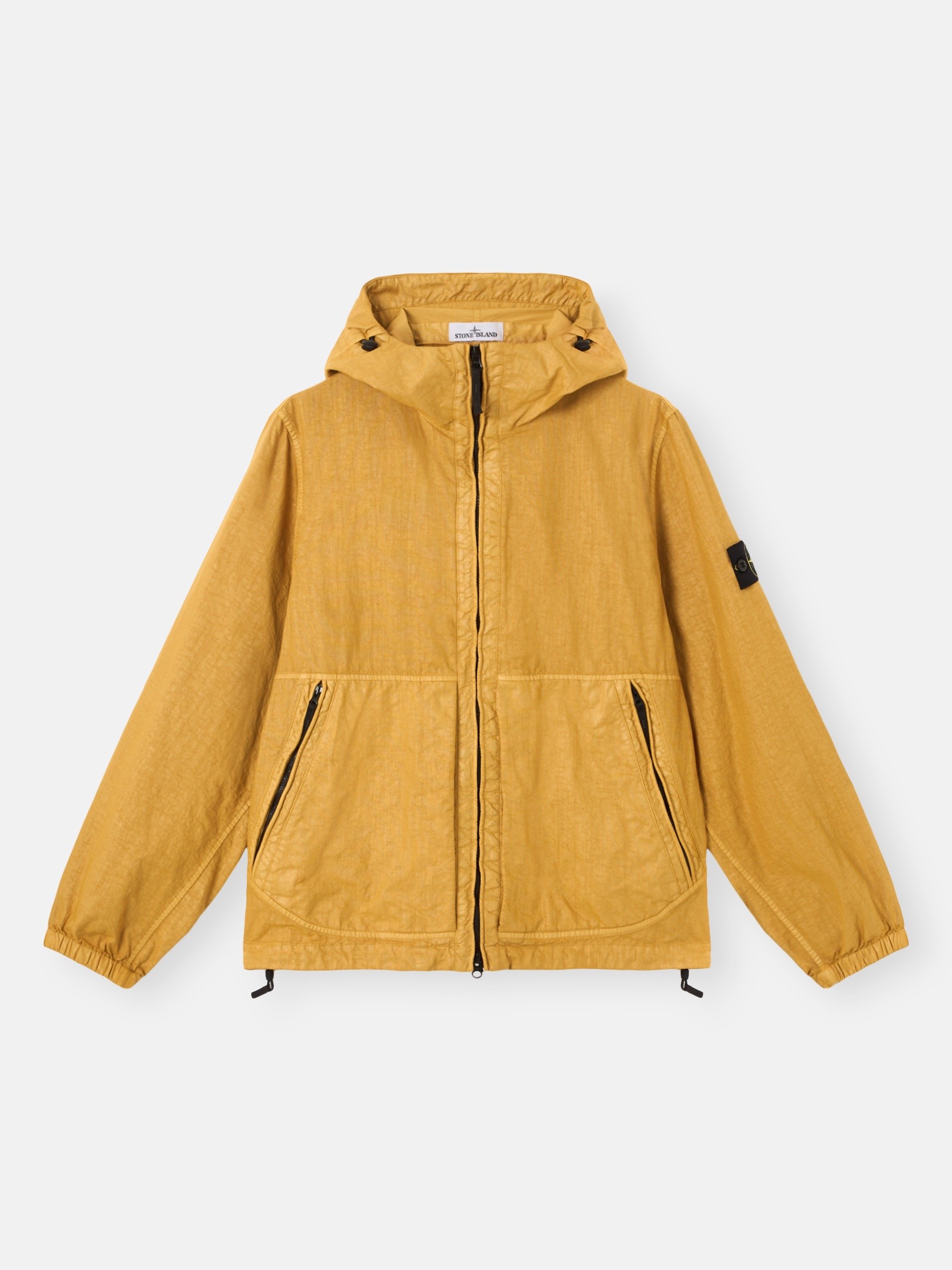 Mustard Hooded jacket with high-neck zipper 4100053 ORGANIC-LOOK