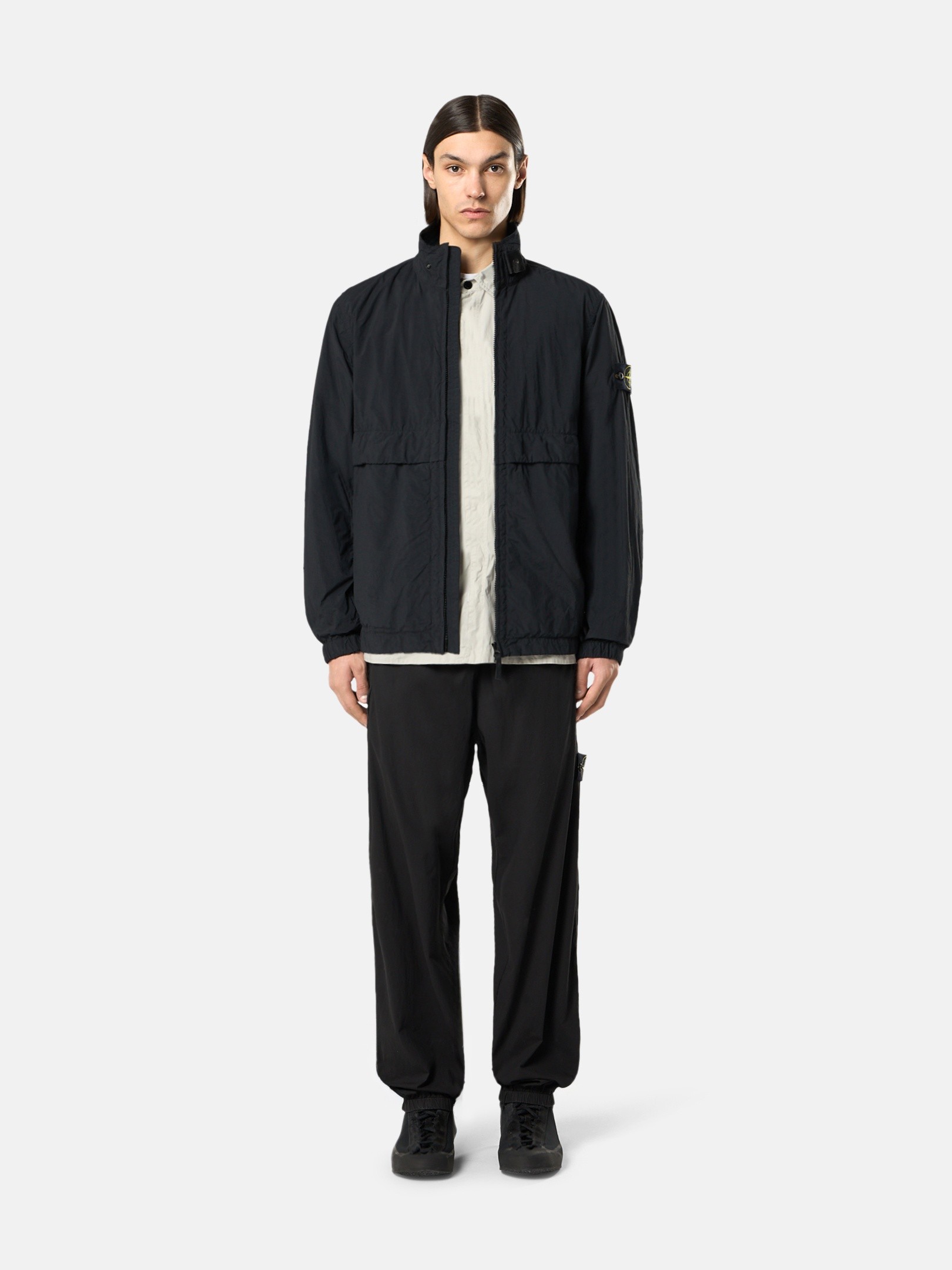 Black Stand collar jacket with anti-drop 4100056 NYLON SMERIGLIATO