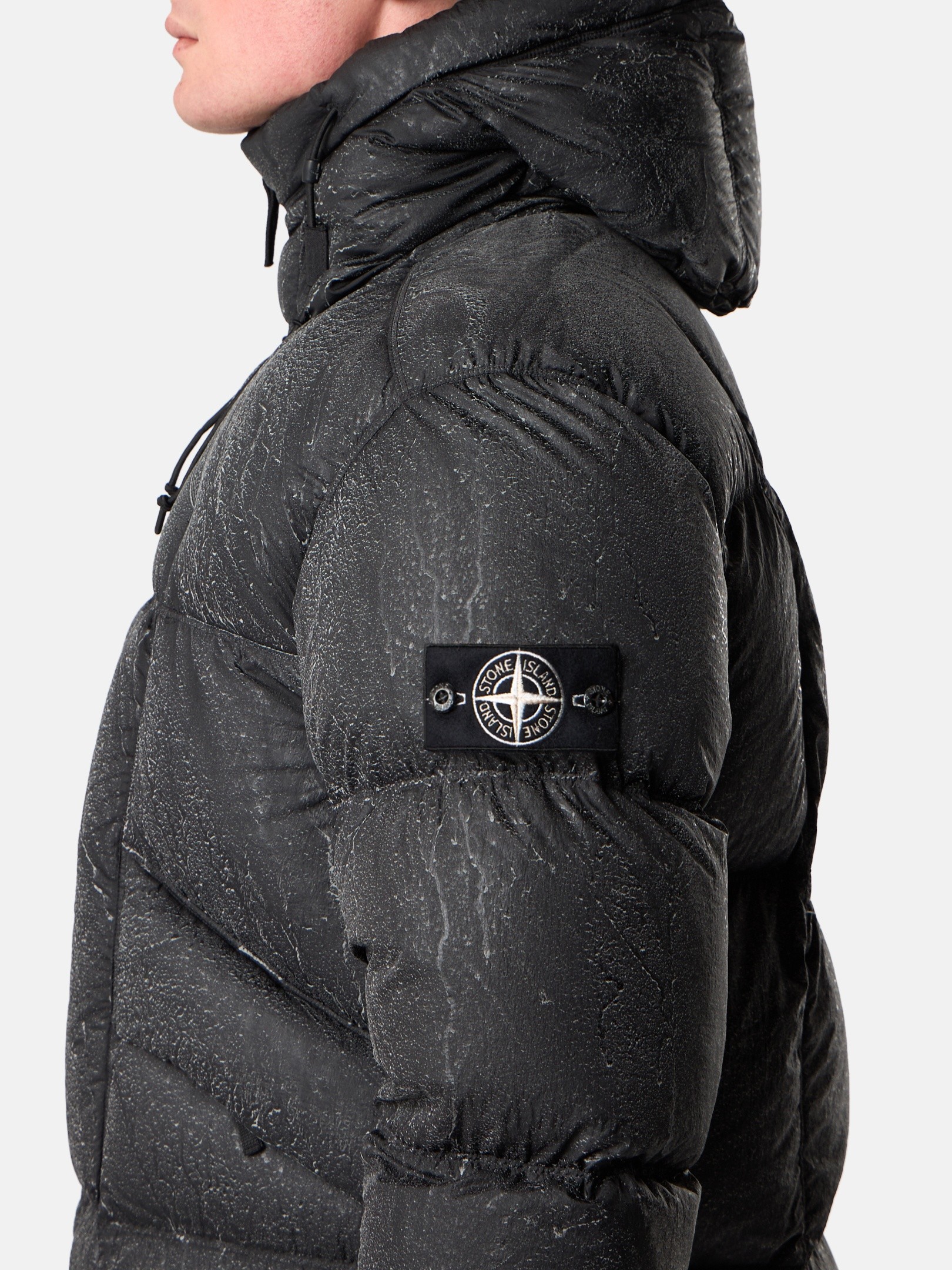 Black Lightweight hooded down jacket with anti-drop 4100062 LIGHT