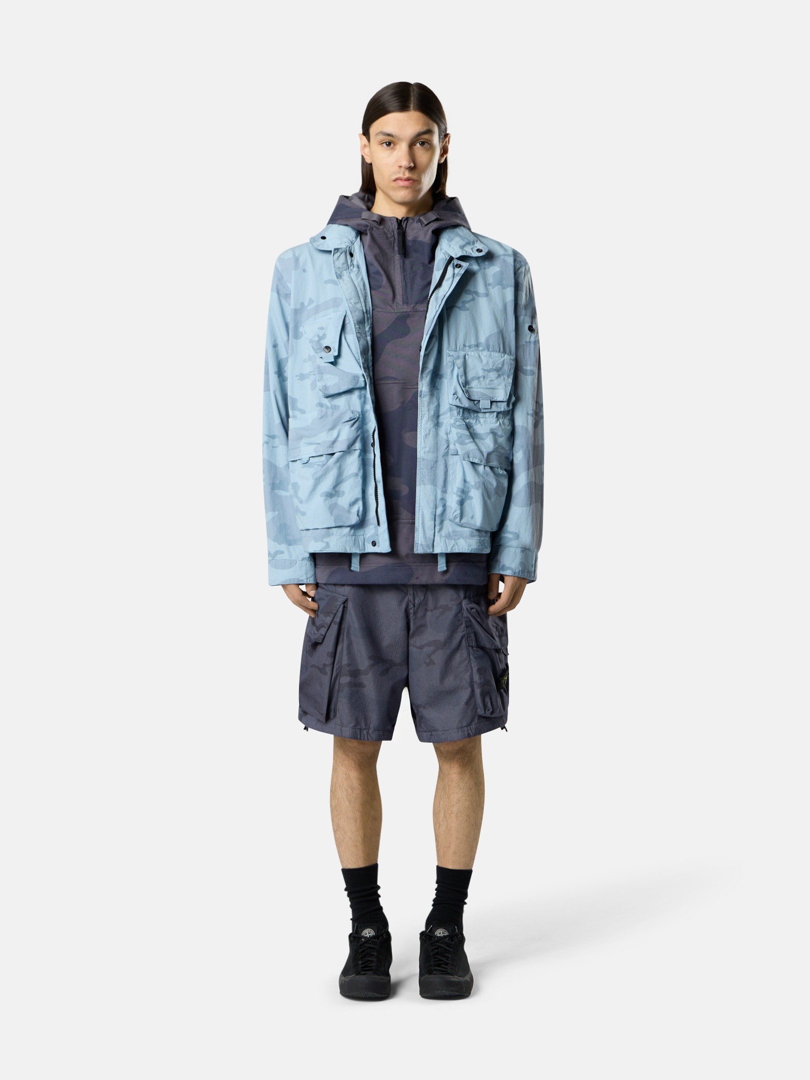 Dust Blue Field jacket with anti-drop 4100071 FADED CAMO RIPSTOP