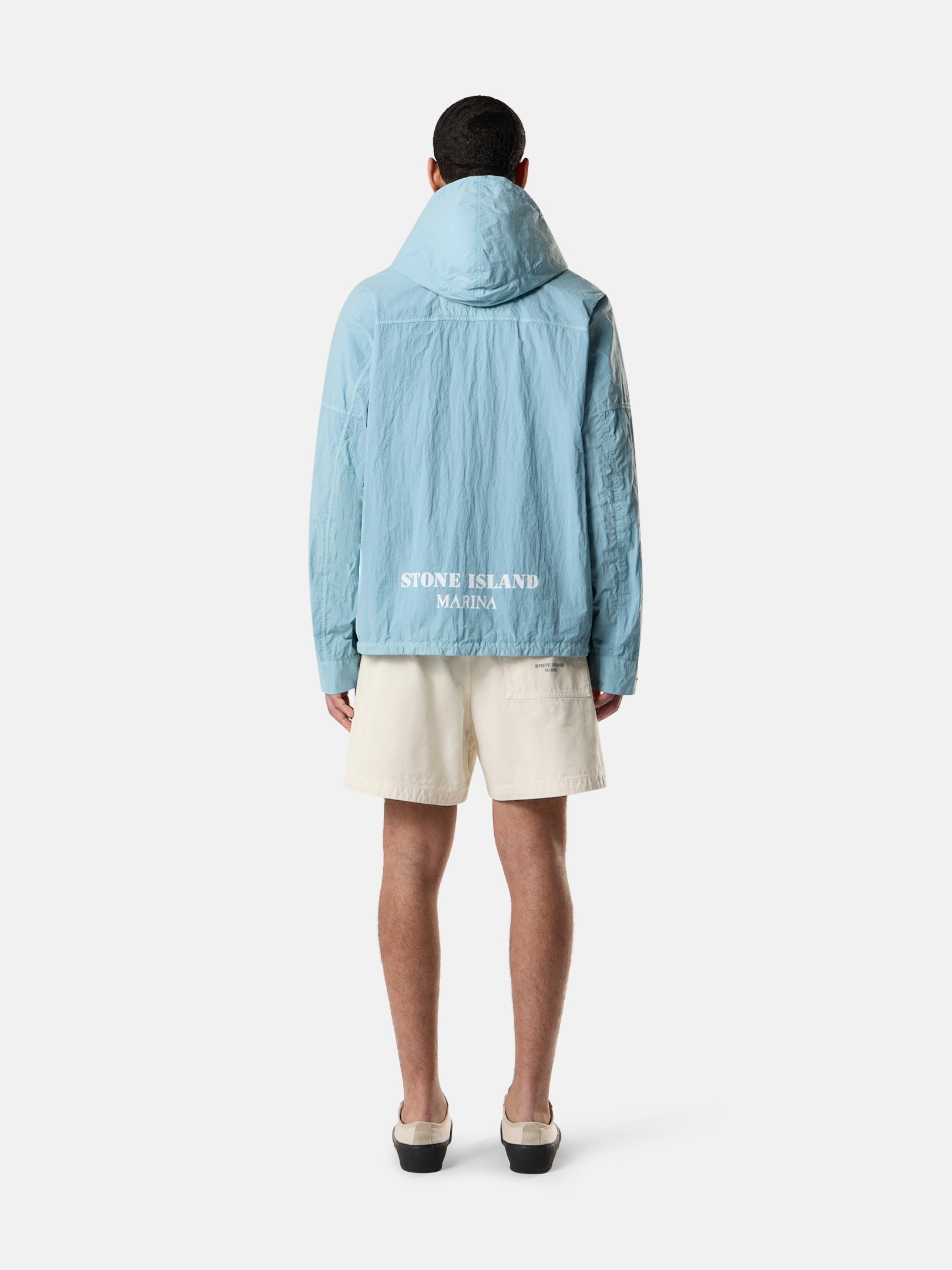 Dust Blue Hooded jacket with anti-drop 4100073 MICRO BRUSHED NYLON