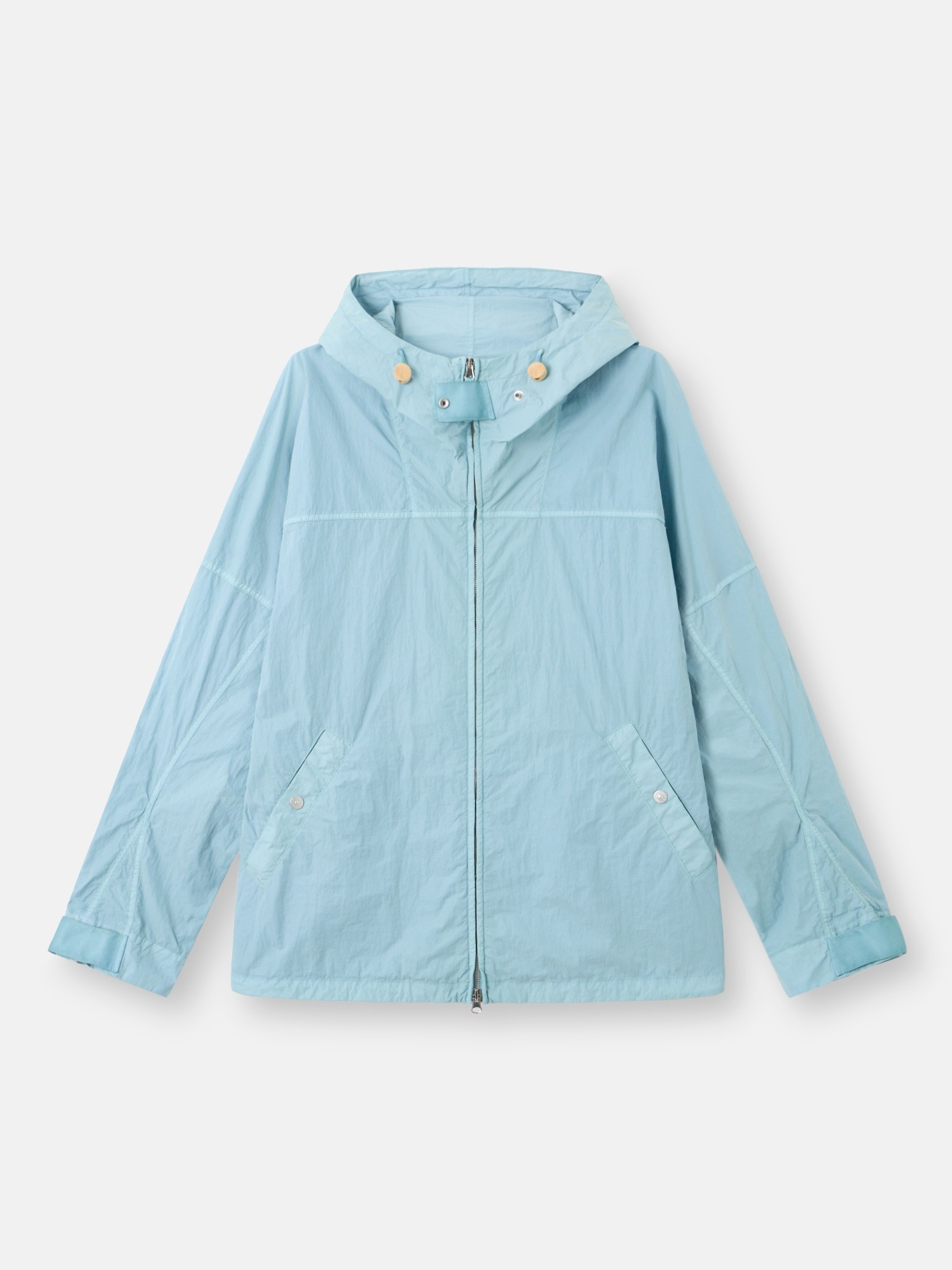 Dust Blue Hooded jacket with anti-drop 4100073 MICRO BRUSHED NYLON