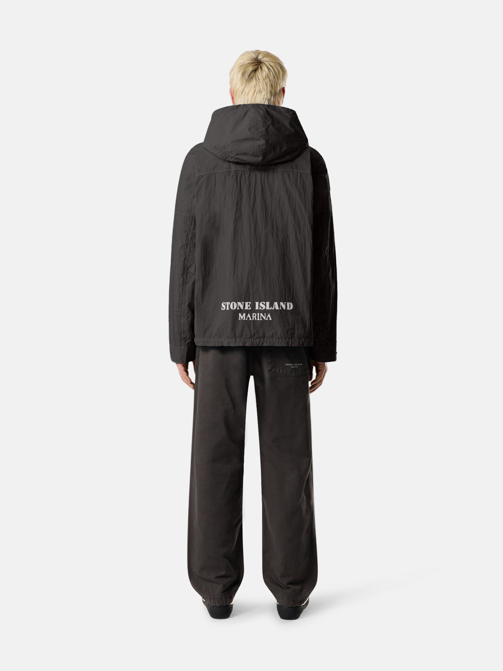 Lead Grey Hooded jacket with anti-drop 4100073 MICRO BRUSHED NYLON