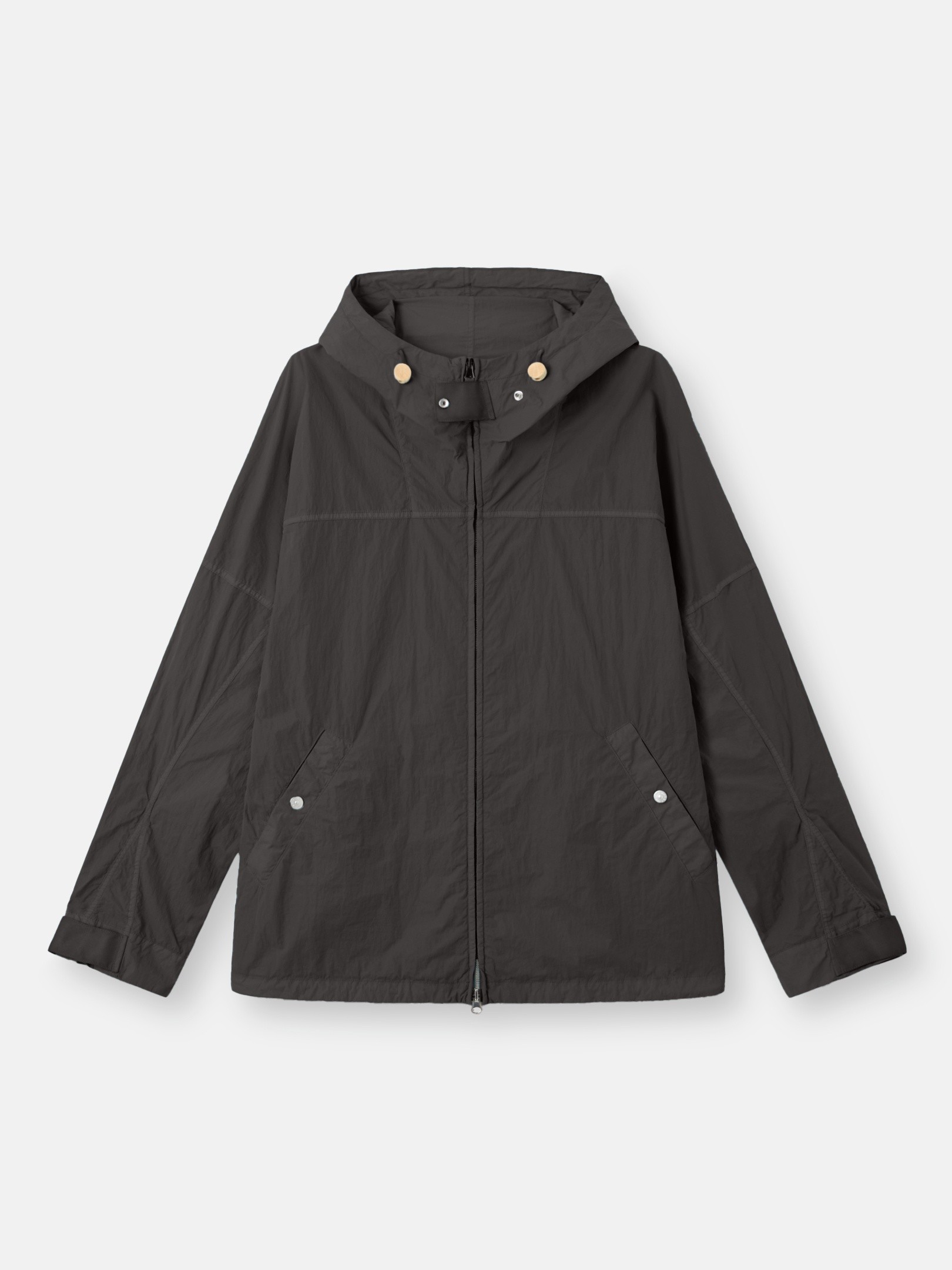 Lead Grey Hooded jacket with anti-drop 4100073 MICRO BRUSHED NYLON