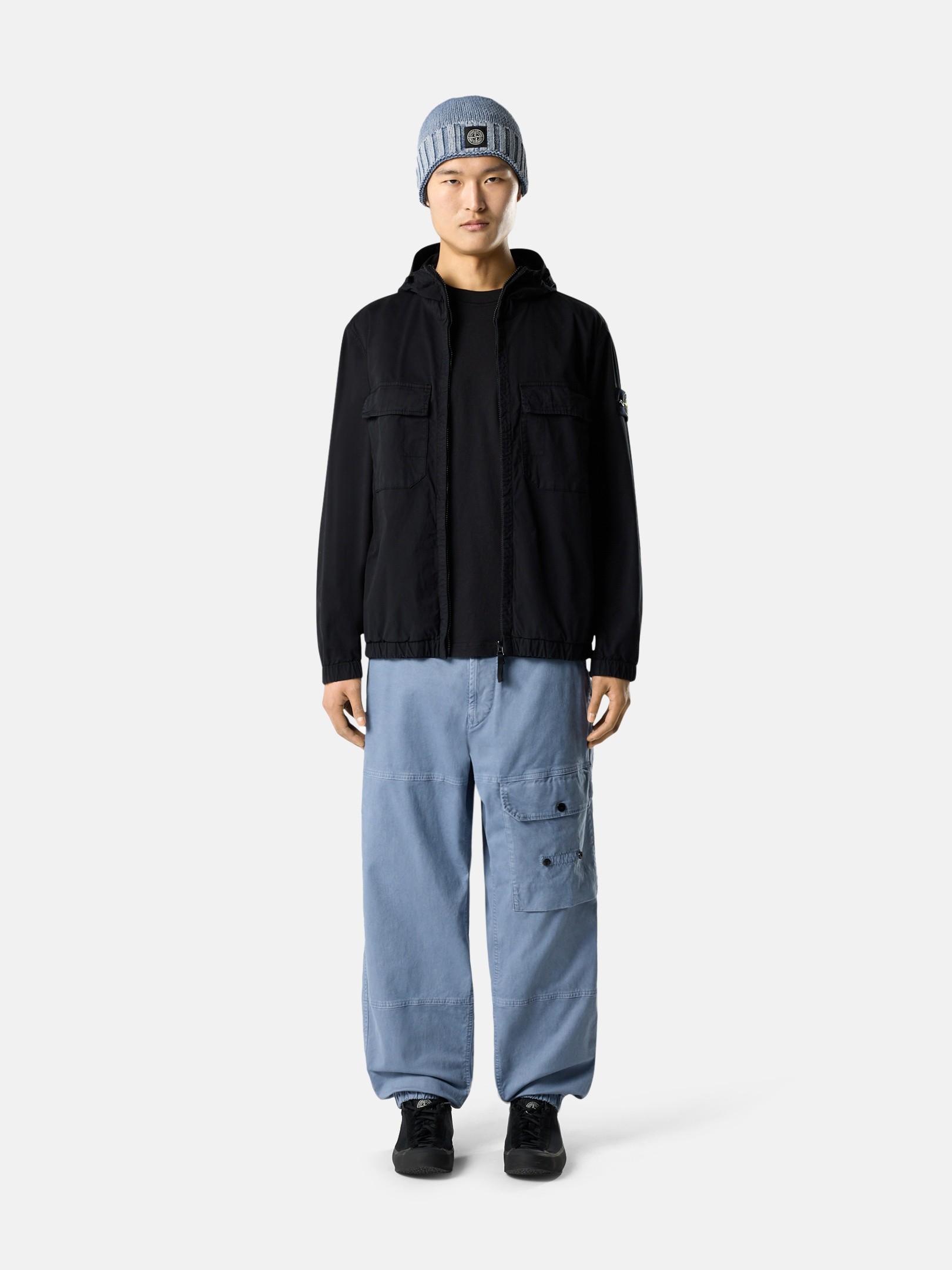 Black Hooded jacket with anti-drop 4100077 STRETCH ORGANIC COTTON