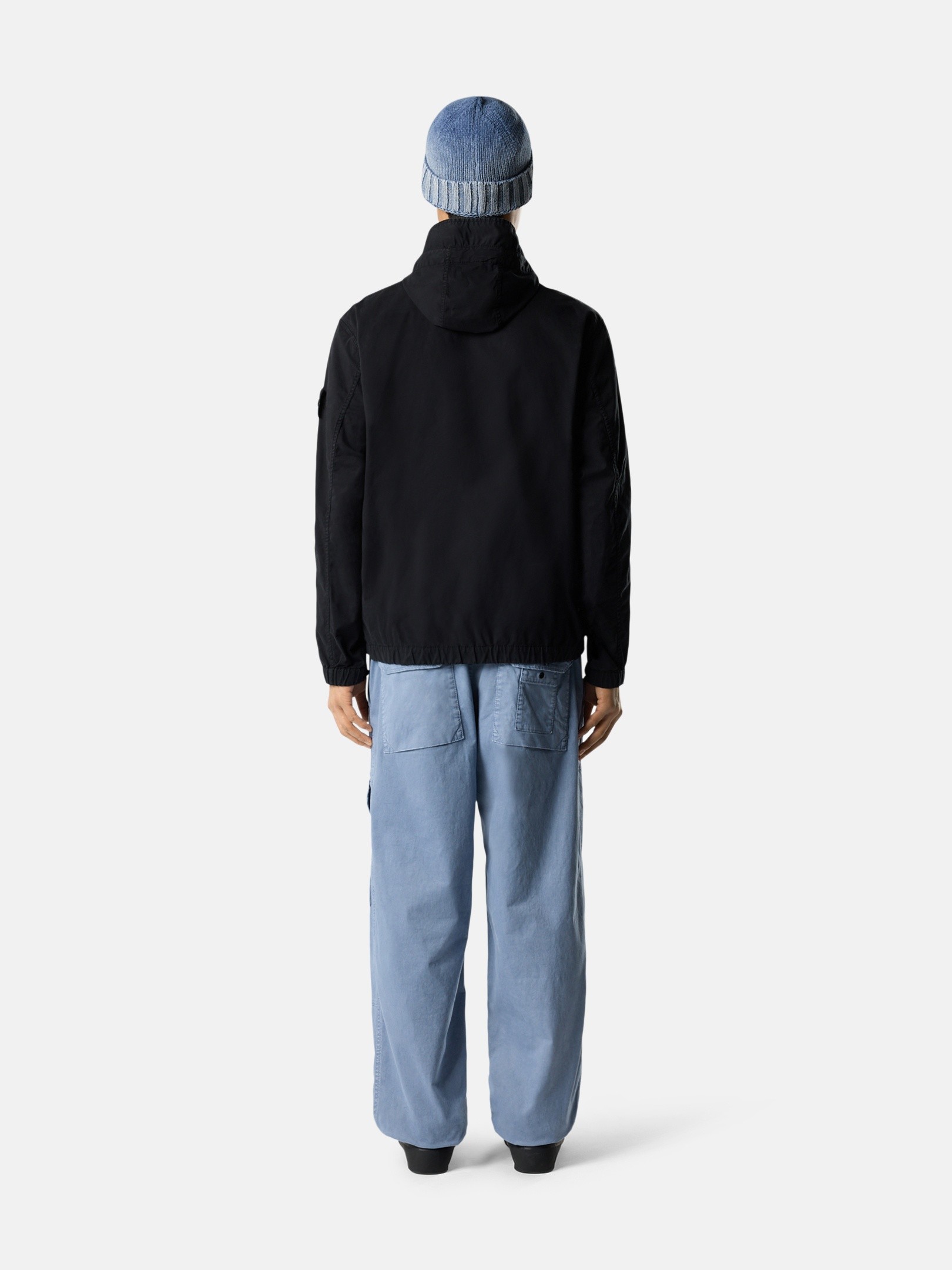 Black Hooded jacket with anti-drop 4100077 STRETCH ORGANIC COTTON