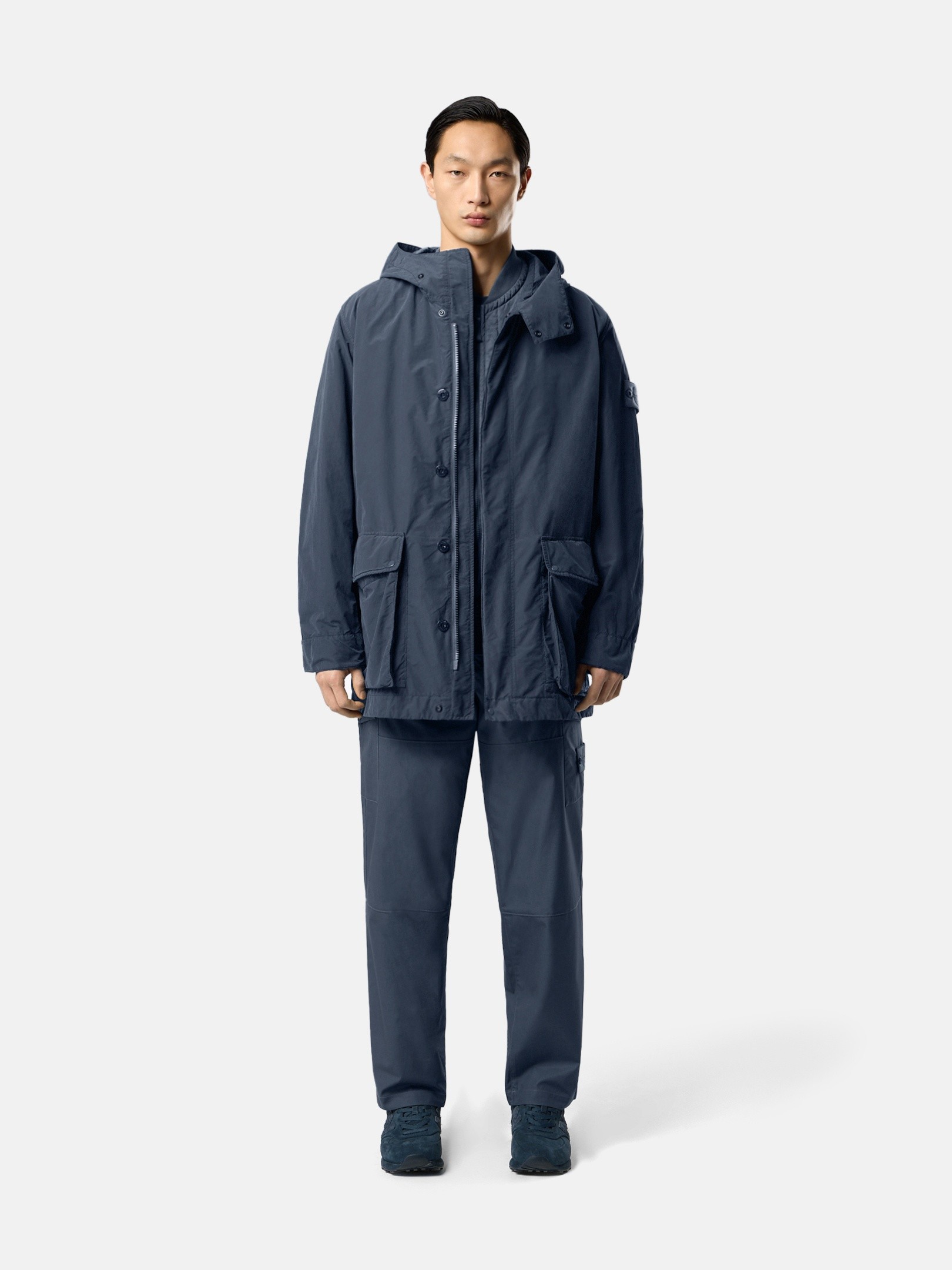 Slate Blue Hooded jacket with anti-drop 4100079 DAVID LIGHT-TC_S.I