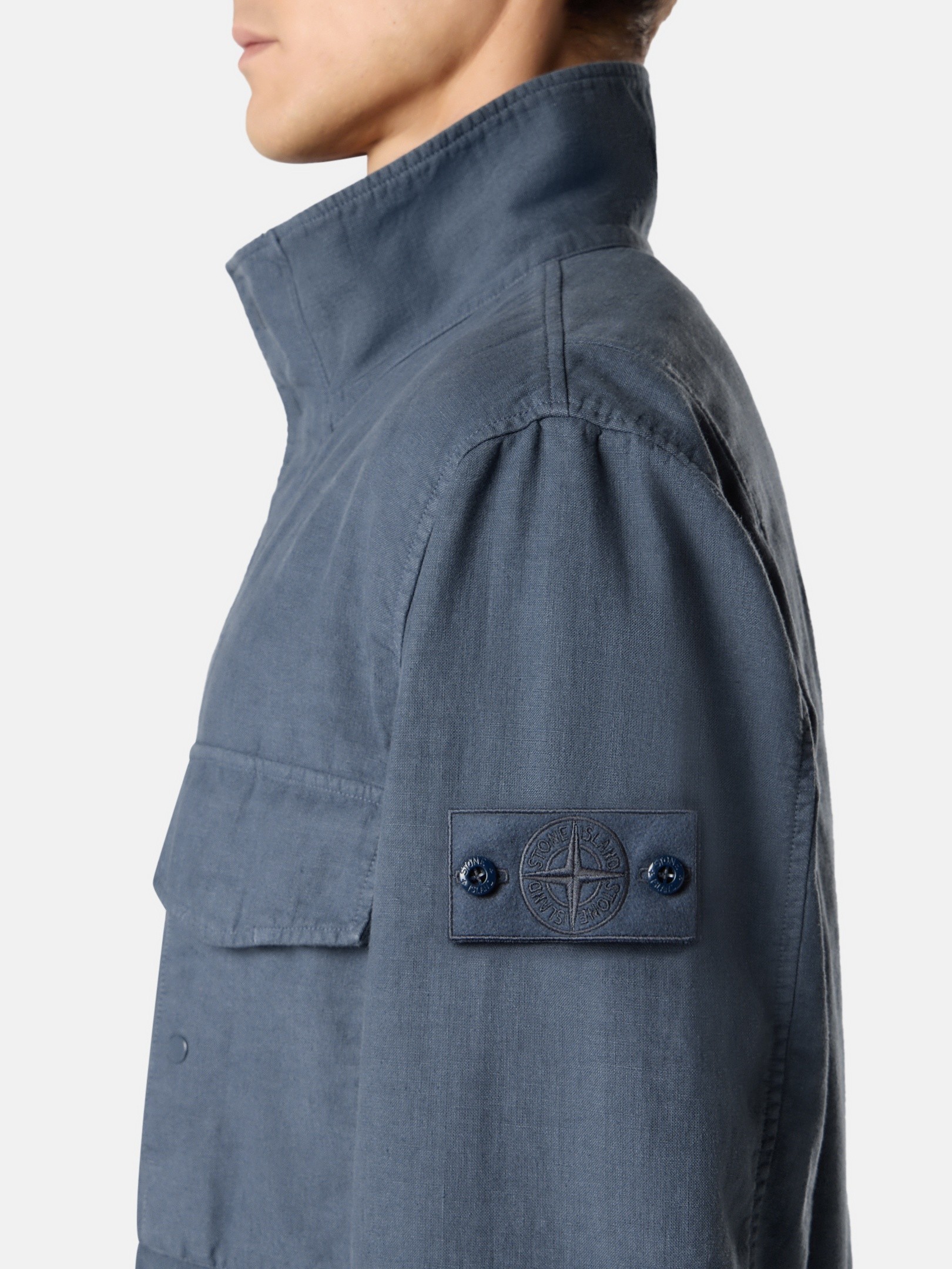 Slate Blue Field jacket with anti-drop 4100080 BONDED LINEN-TC_S.I
