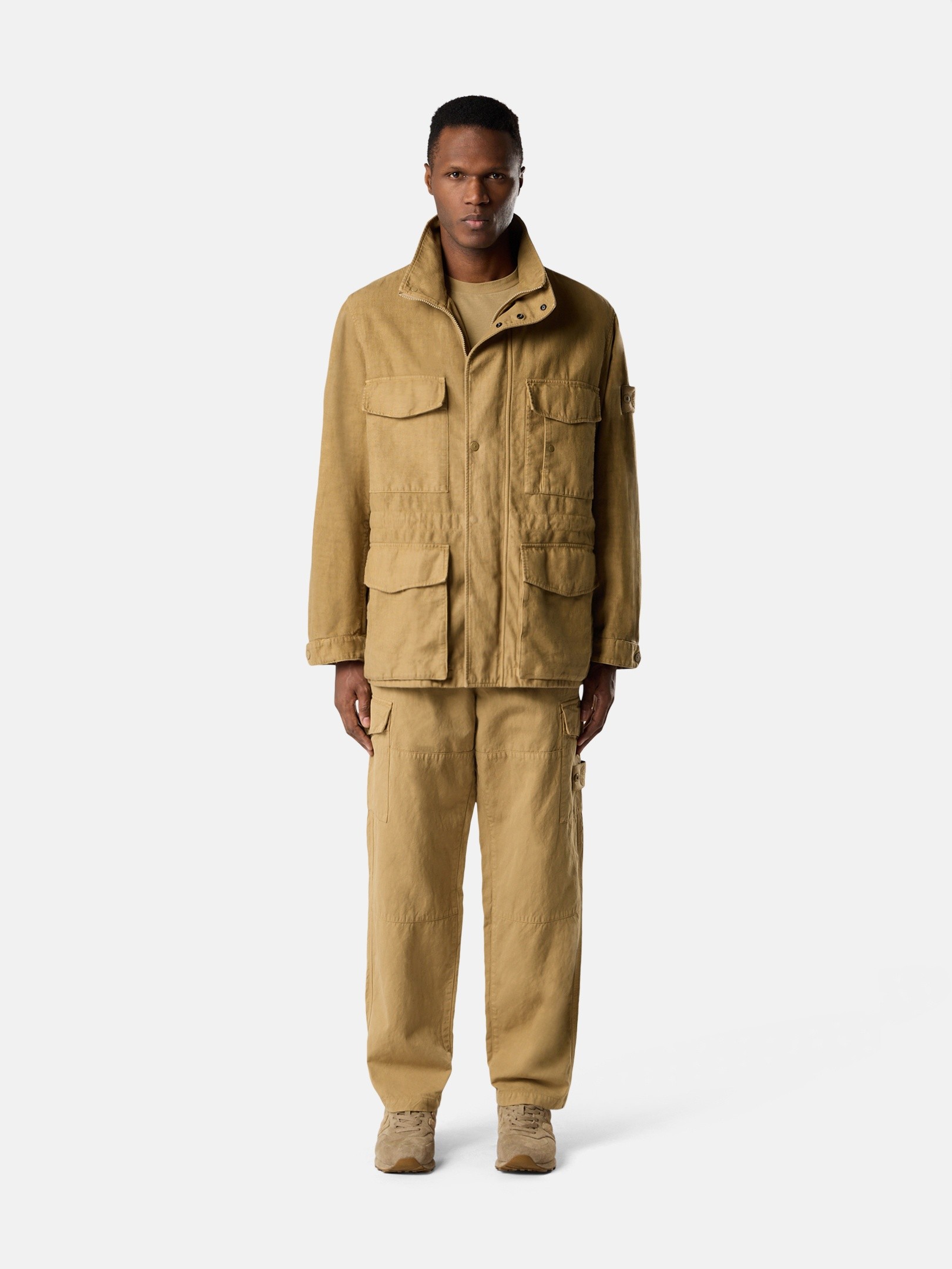 Dark Beige Field jacket with anti-drop 4100080 BONDED LINEN-TC_S.I