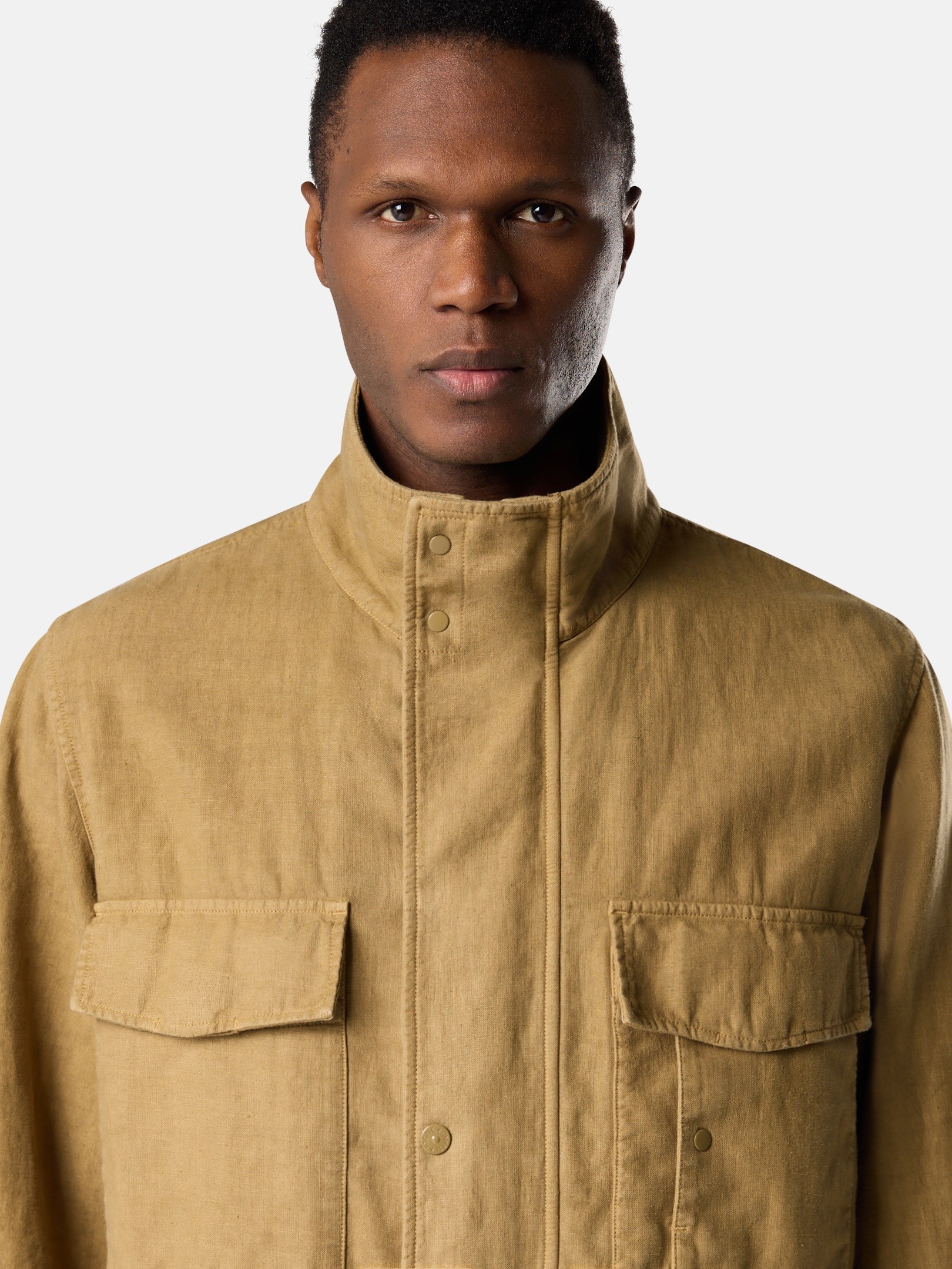 Dark Beige Field jacket with anti-drop 4100080 BONDED LINEN-TC_S.I