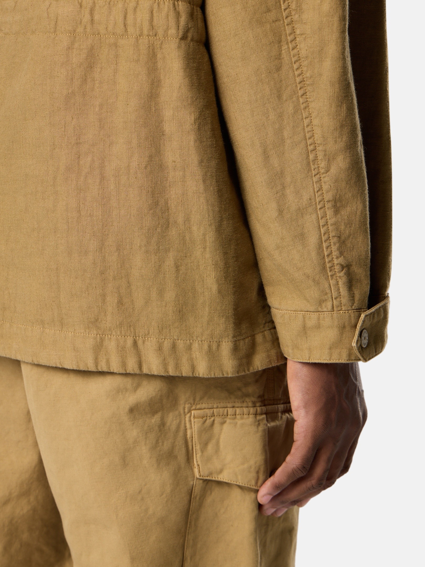 Dark Beige Field jacket with anti-drop 4100080 BONDED LINEN-TC_S.I 