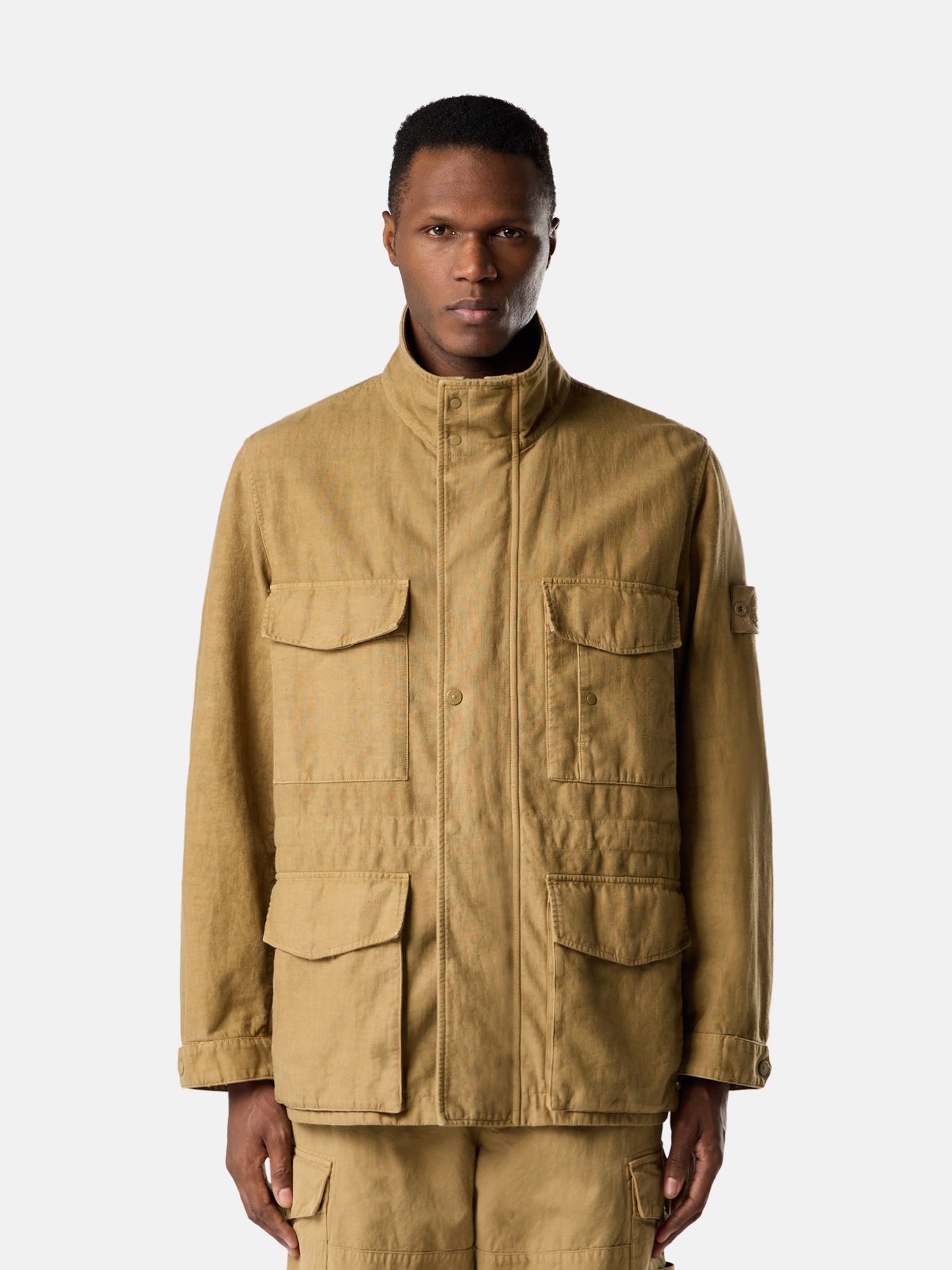 Dark Beige Field jacket with anti-drop 4100080 BONDED LINEN-TC_S.I