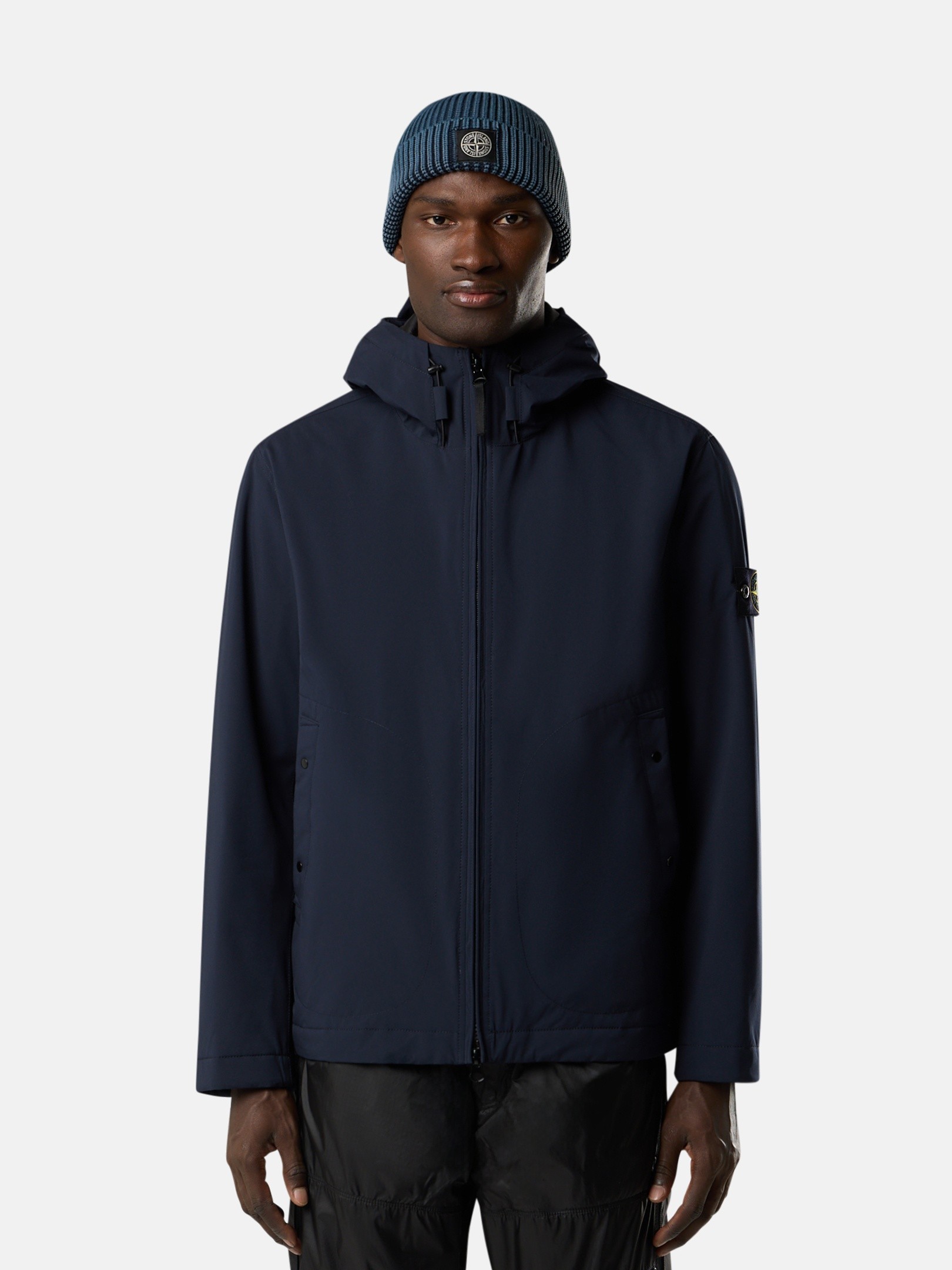 Navy Blue Hooded jacket with wind- and water-resistant membrane