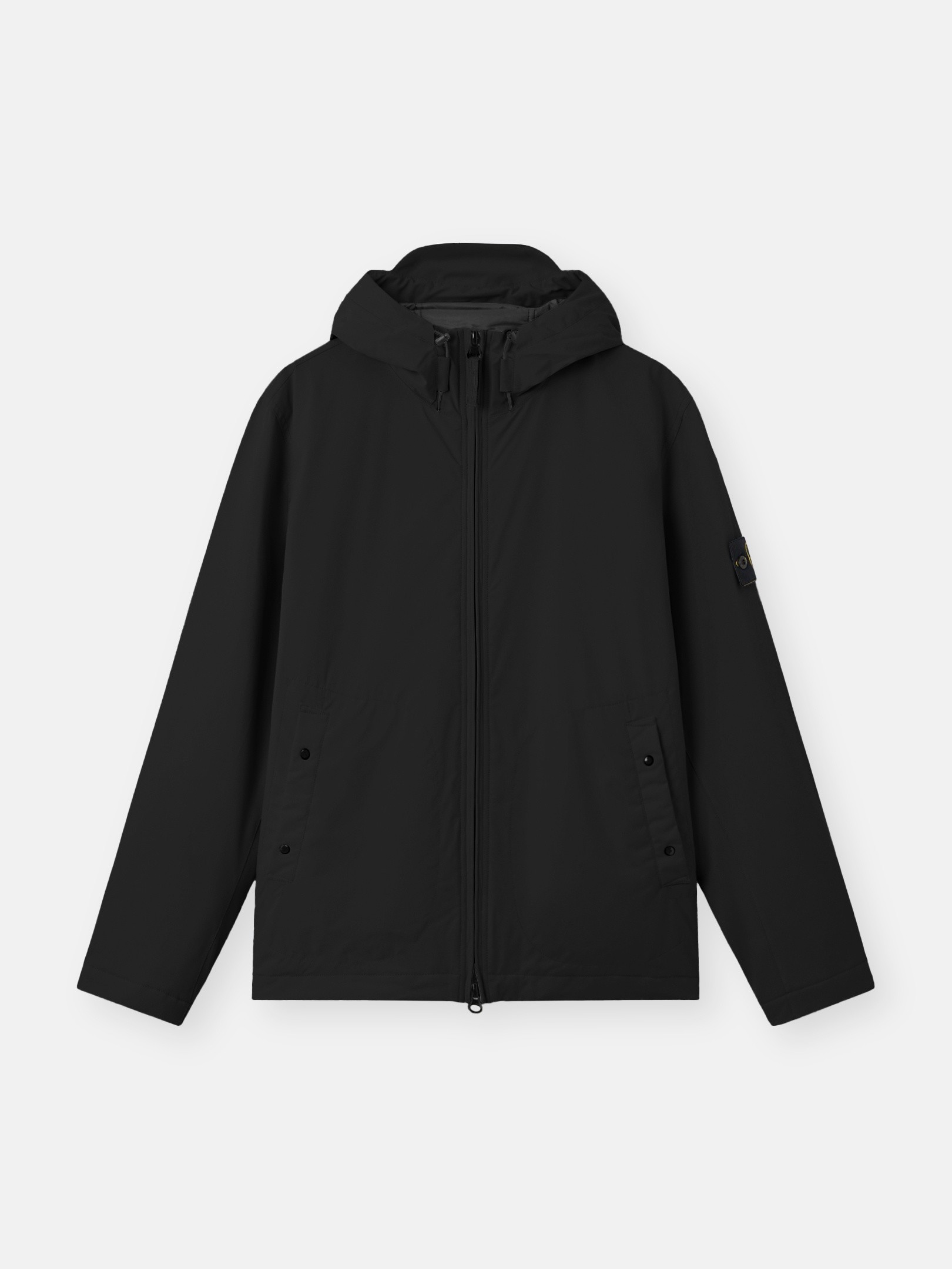 STONE  ブラックフード付きジャケット Lサイズ STONE ISLAND (ストーンアイランド) バックル付きフード ロゴパッチ