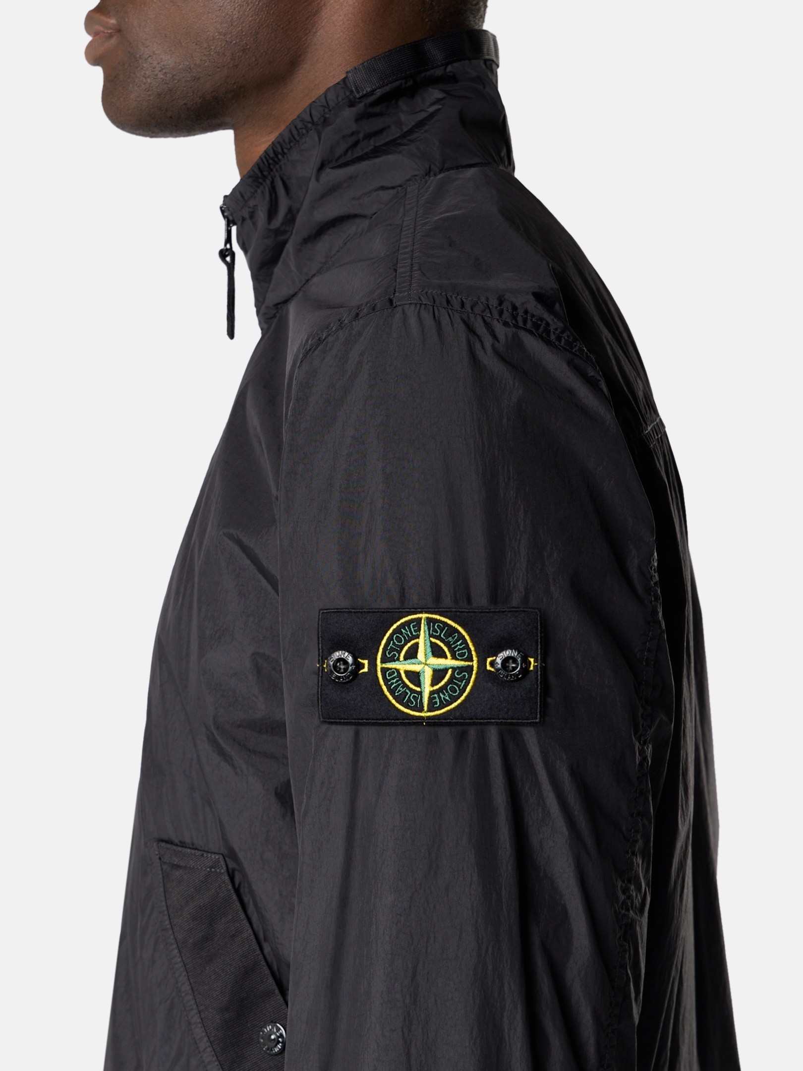 Black Stand collar jacket with wind resistance and anti-drop