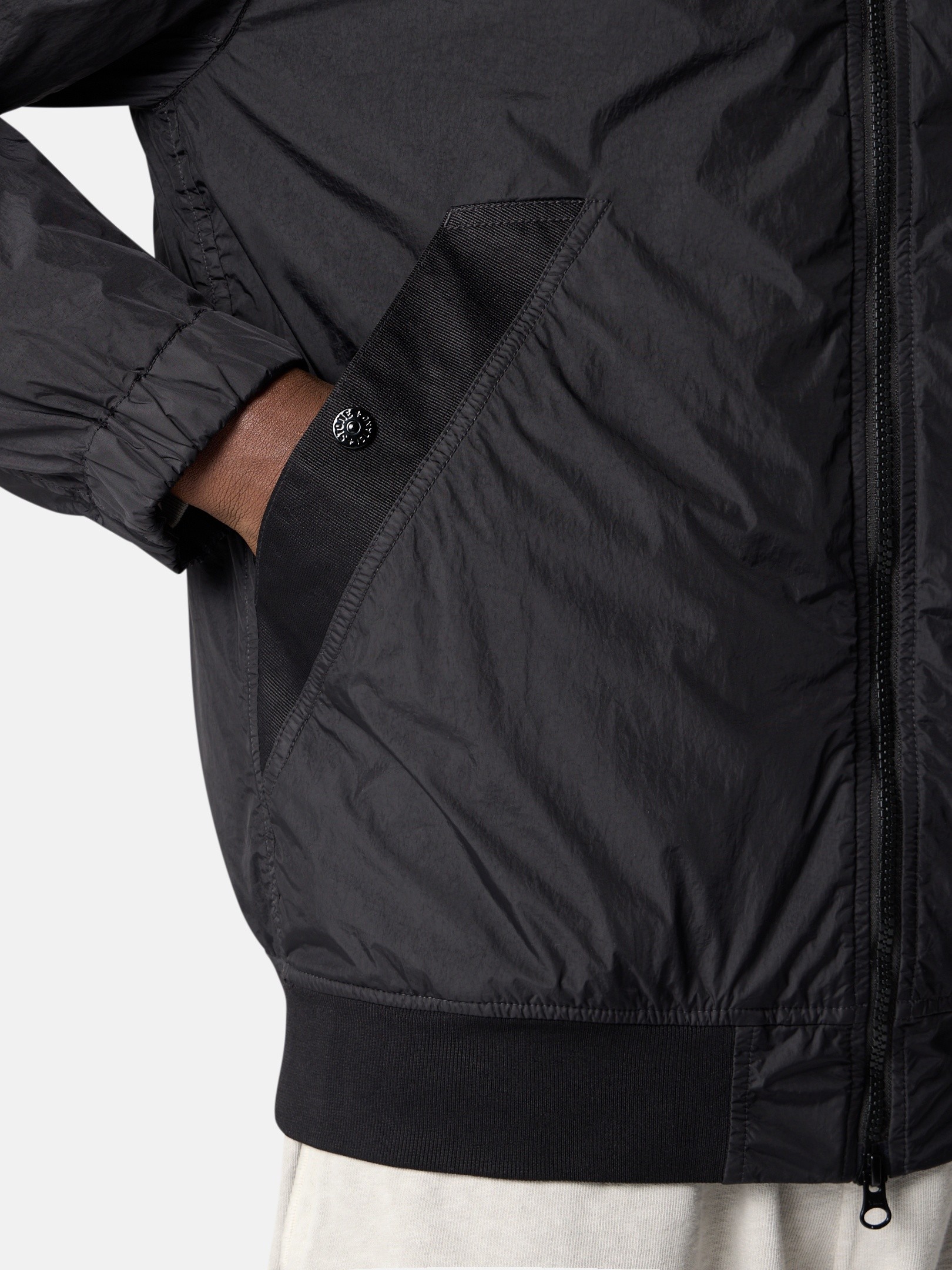 Black Stand collar jacket with wind resistance and anti-drop