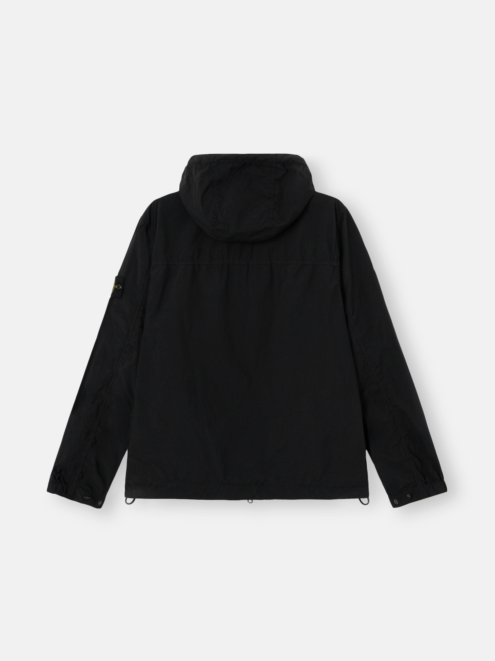 Black Short hooded parka with anti-drop 4100112 NYLON SMERIGLIATO