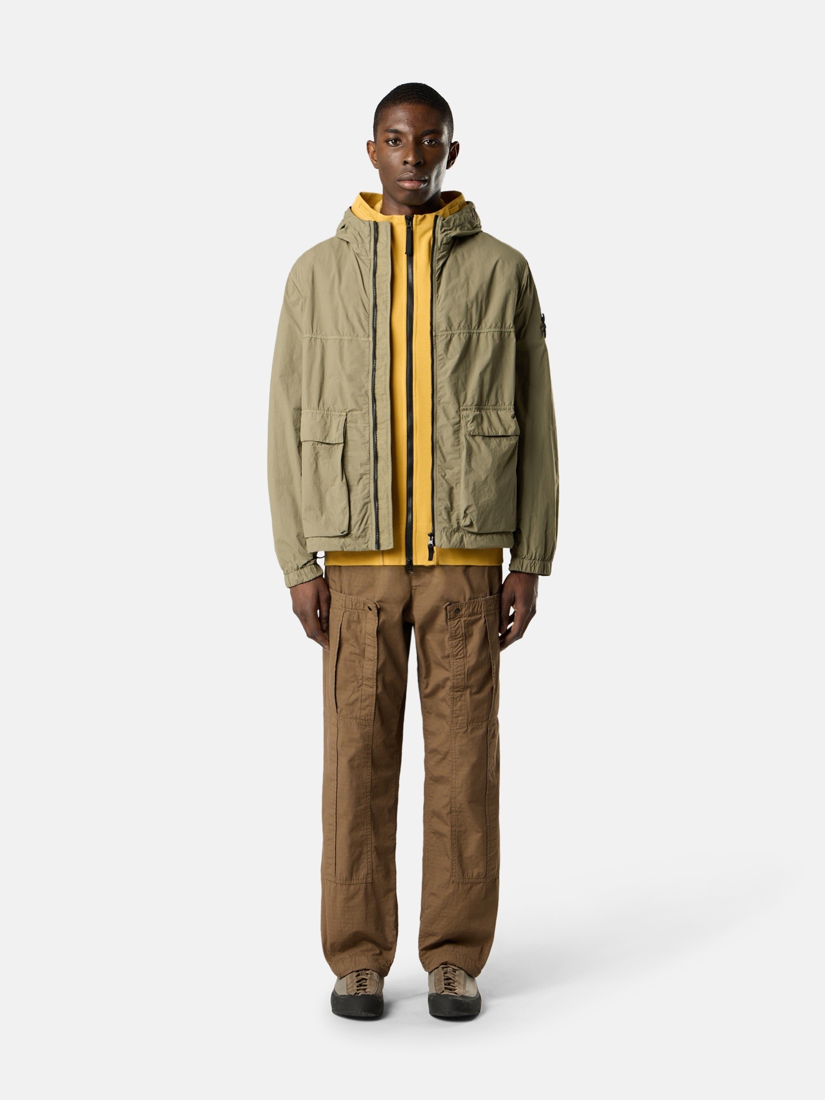 Military Green Short hooded parka with anti-drop 4100112 NYLON