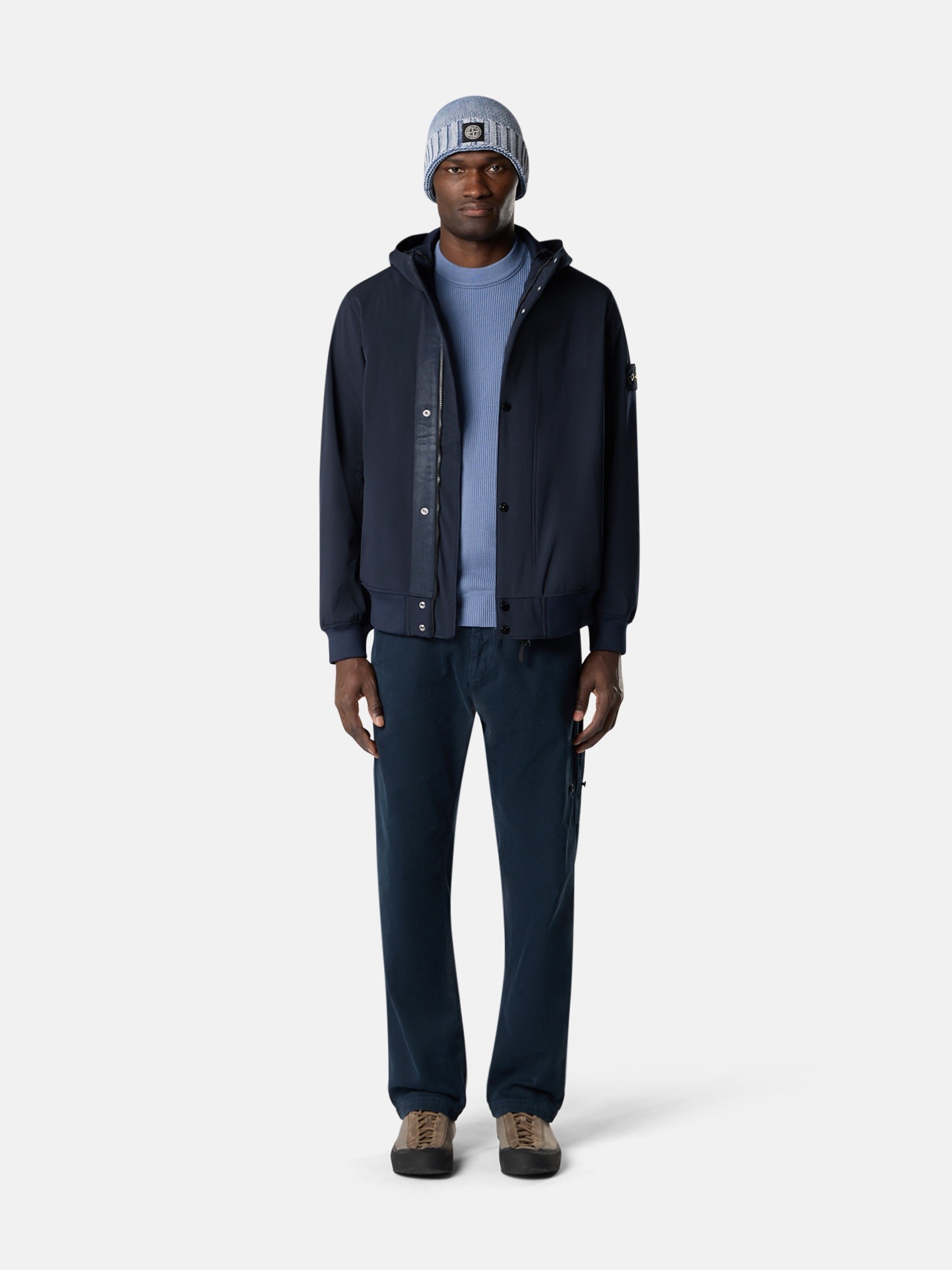 Navy Blue Hooded jacket with water- and wind-resistant membrane 
