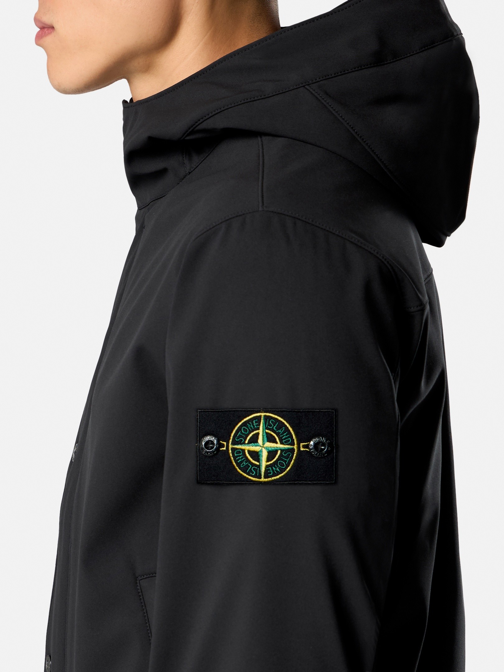 Black Hooded jacket with water- and wind-resistant membrane