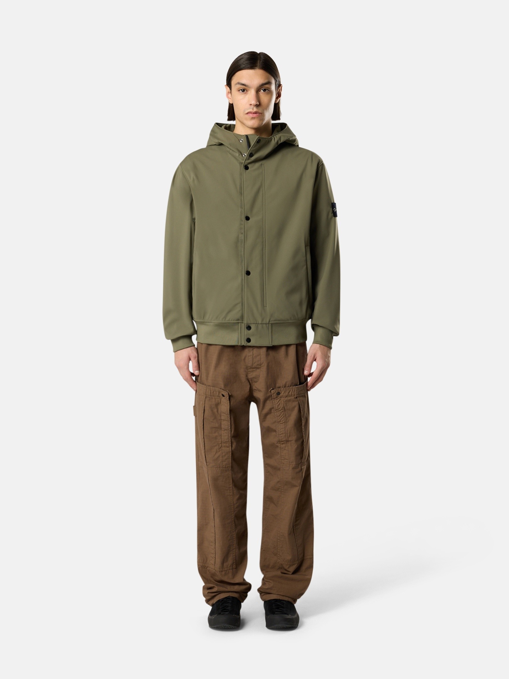 Military Green Hooded jacket with water- and wind-resistant