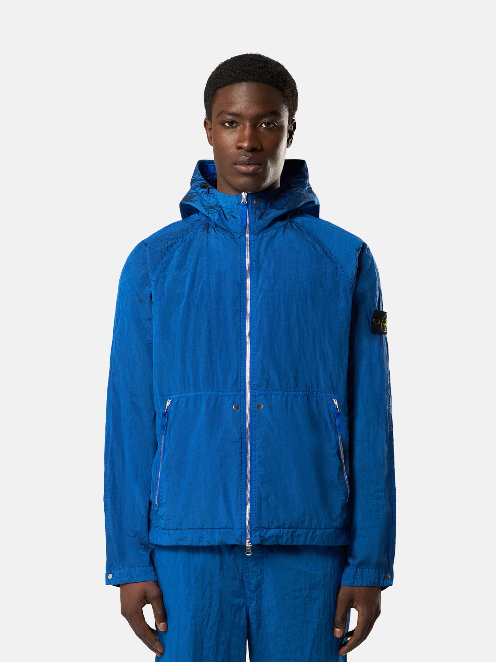 Bright Blue Hooded jacket with light water and wind resistance