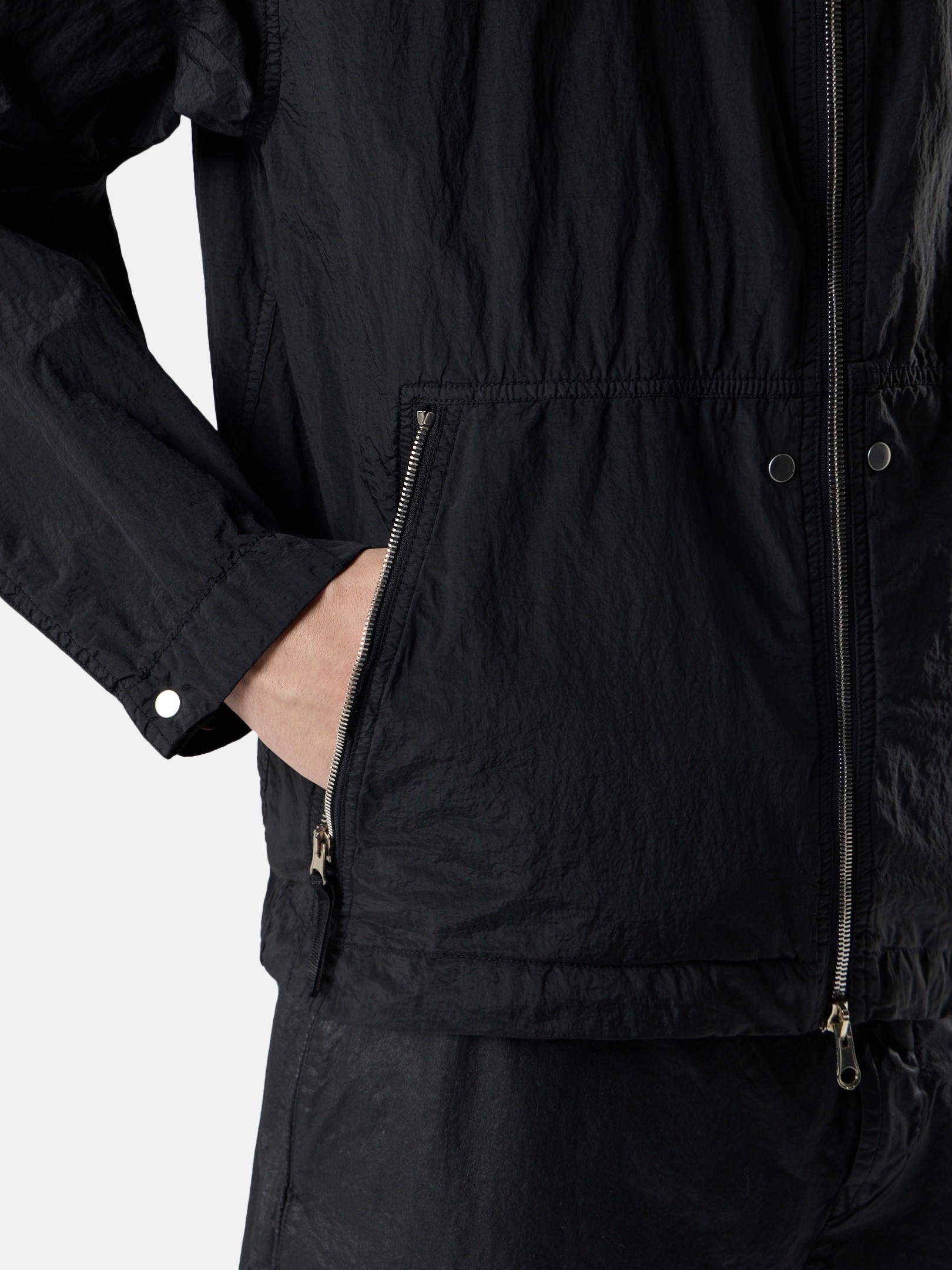 Black Hooded jacket with light water and wind resistance 4100119