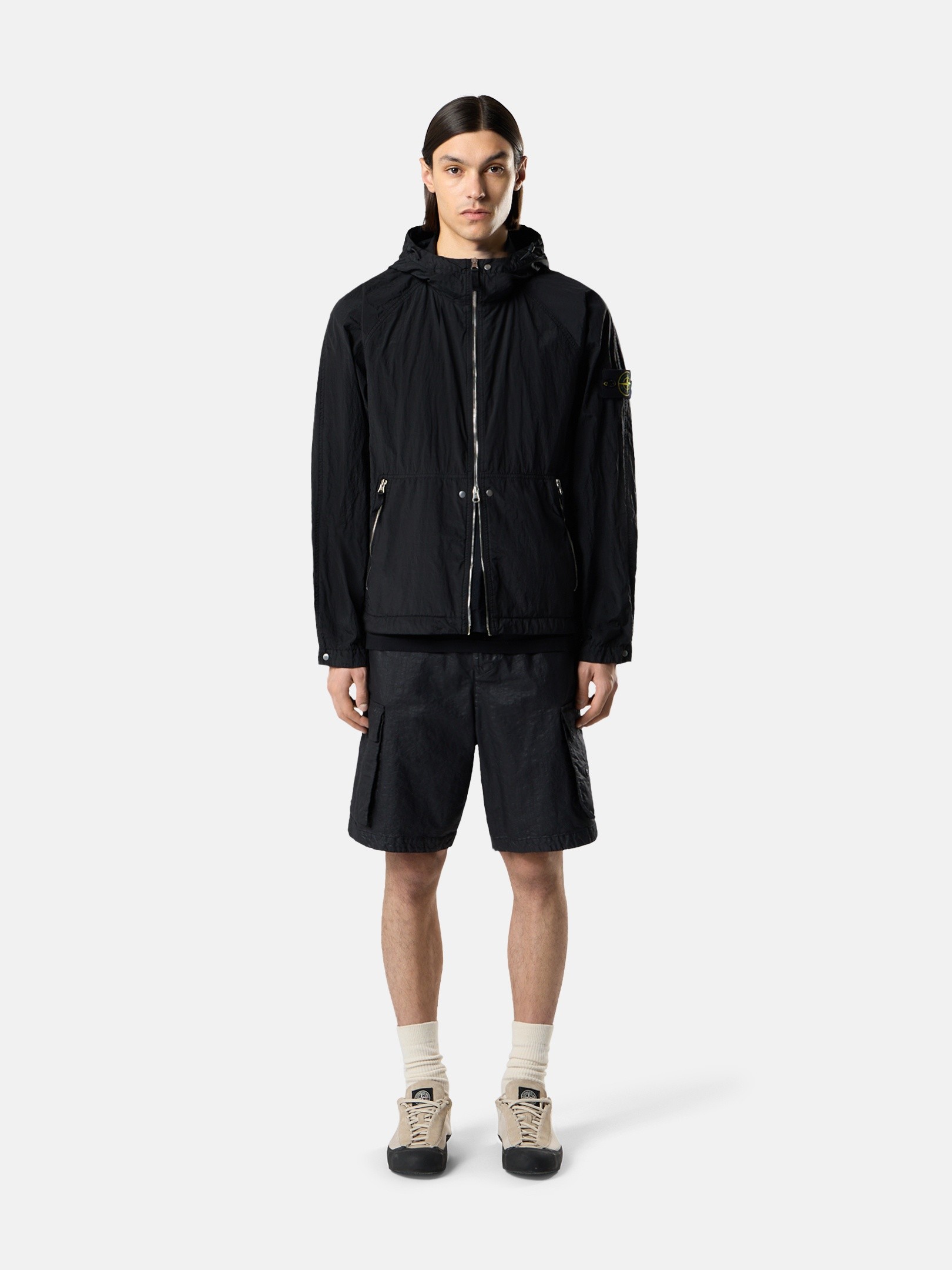 Black Hooded jacket with light water and wind resistance 4100119