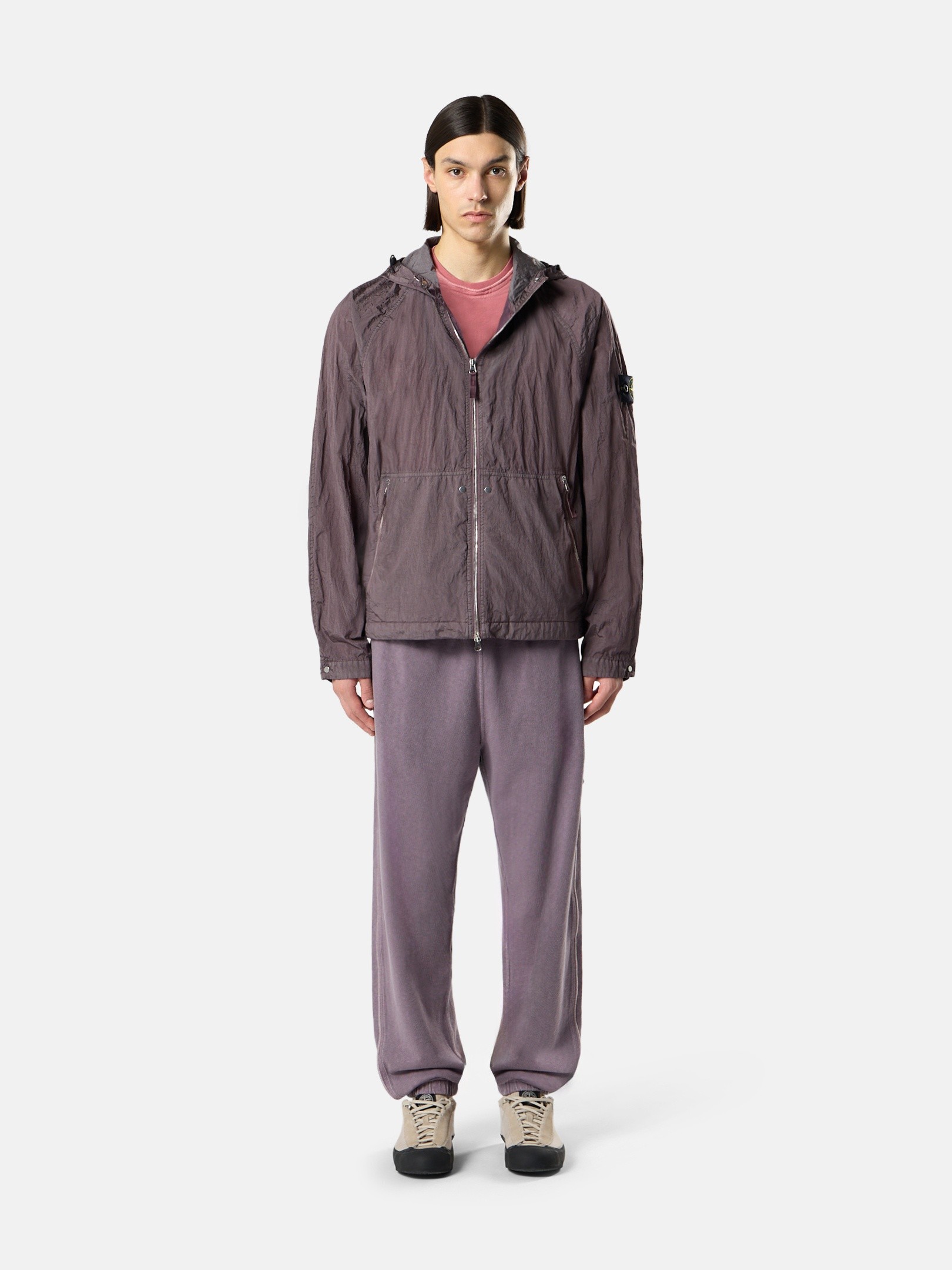 Purple Gray Hooded jacket with light water and wind resistance