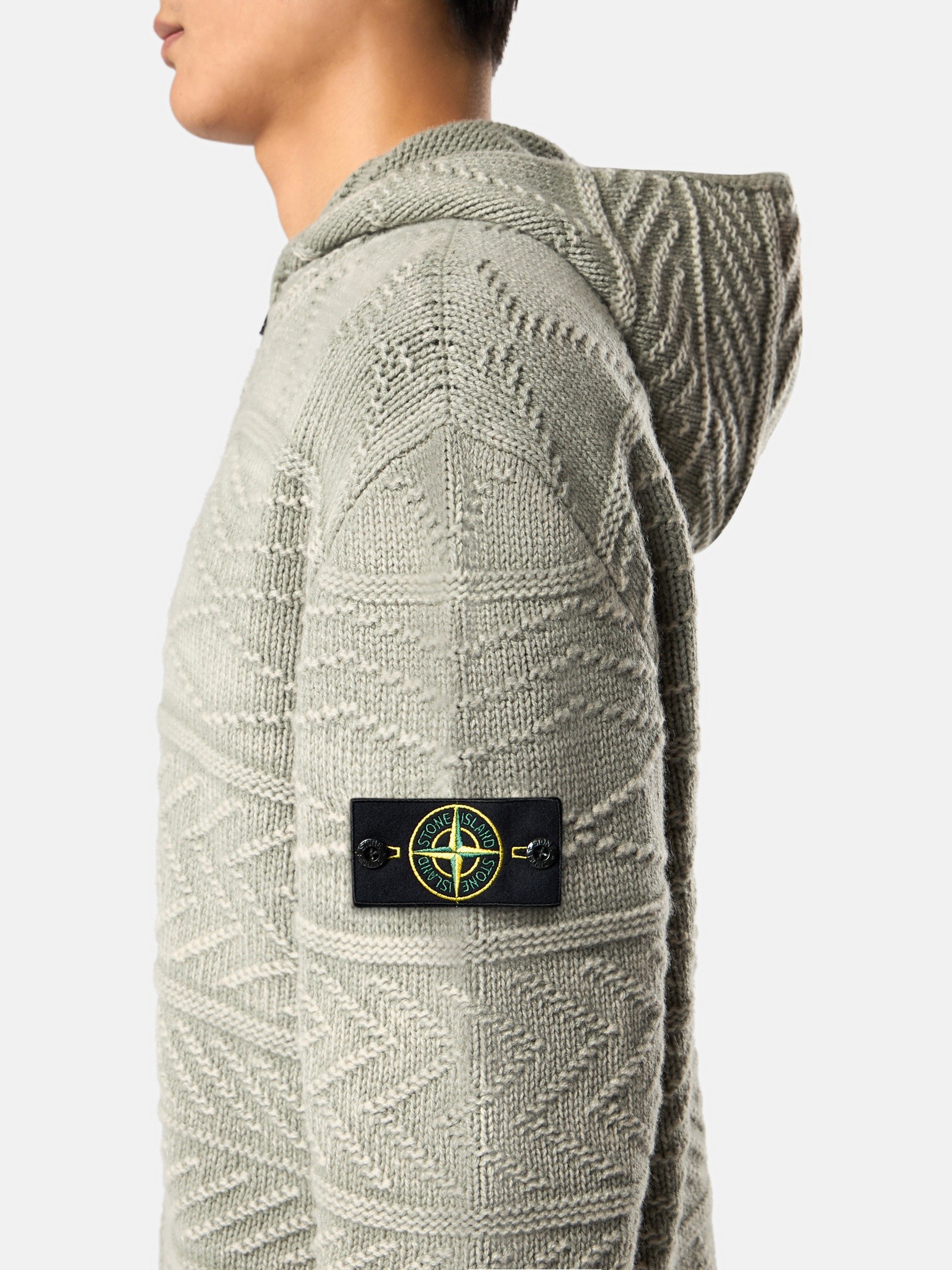 Sage Green Oversized-fit zip-up hooded jumper 5100002 ARAN 