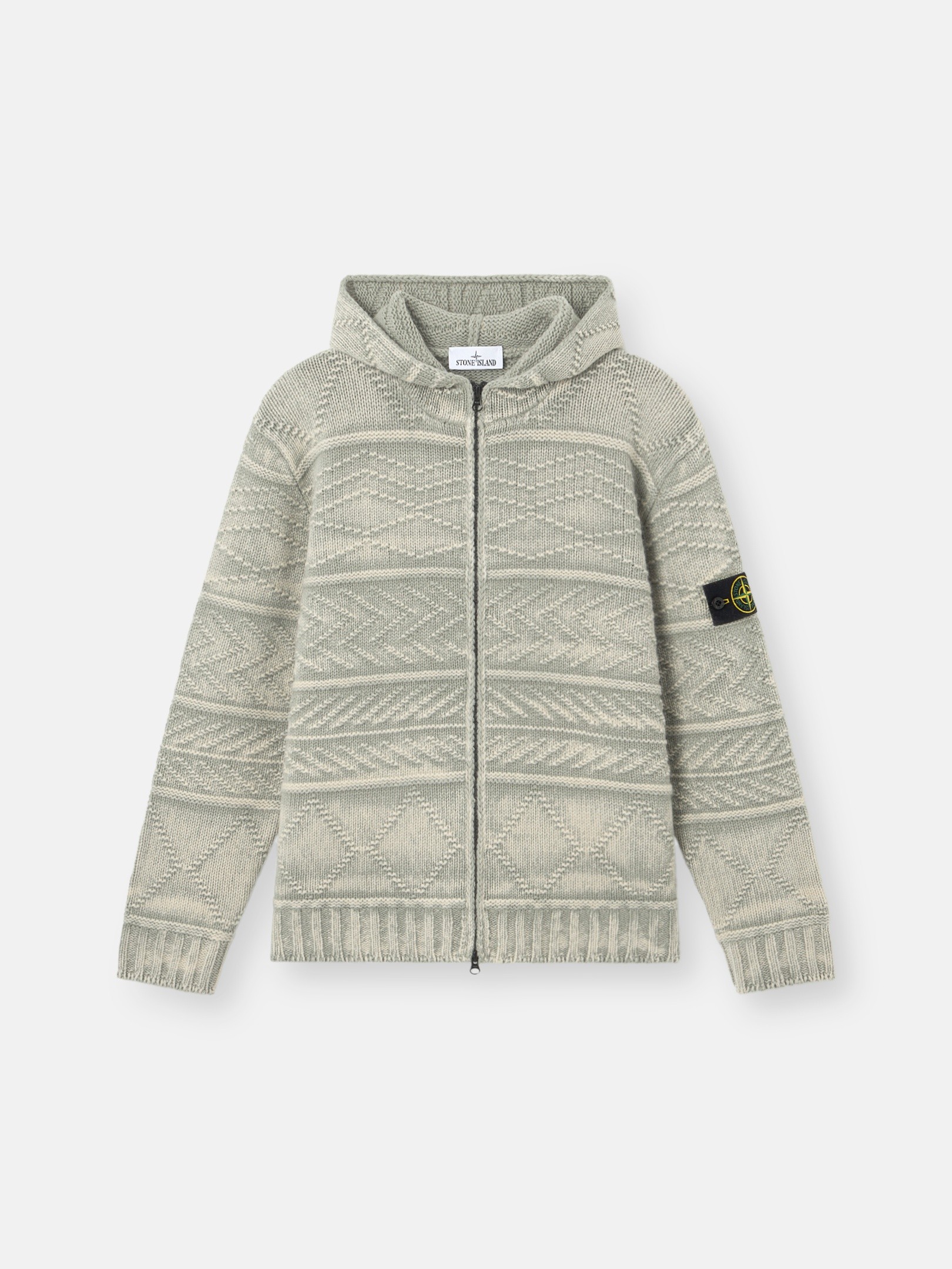 Sage Green Oversized-fit zip-up hooded jumper 5100002 ARAN