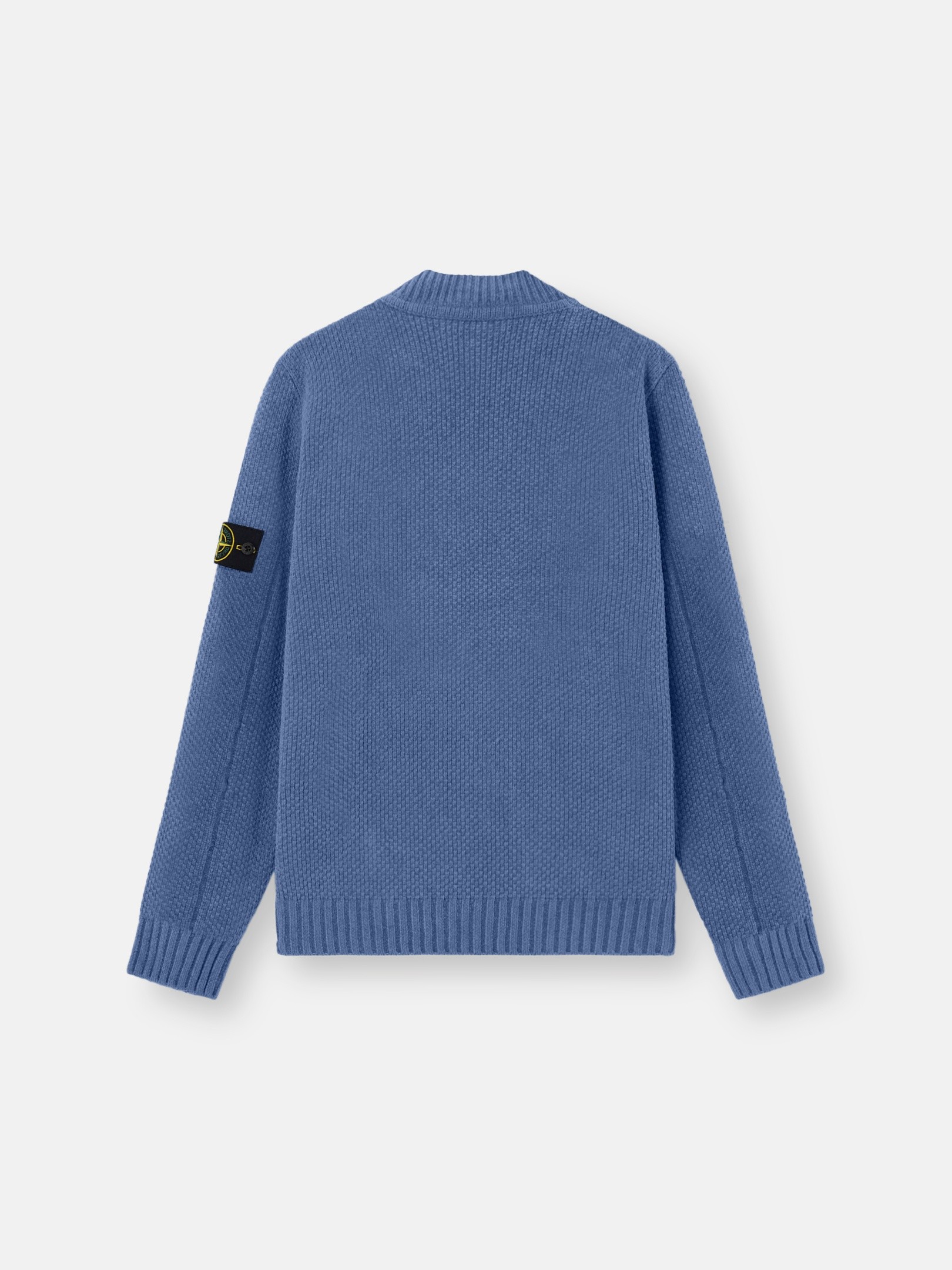 Avio Blue Mock neck jumper with ribbed trims 5100005 MOSS STITCH