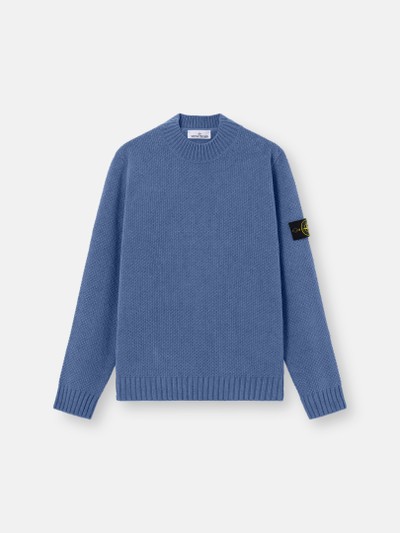 Avio Blue Mock neck jumper with ribbed trims 5100005 MOSS STITCH