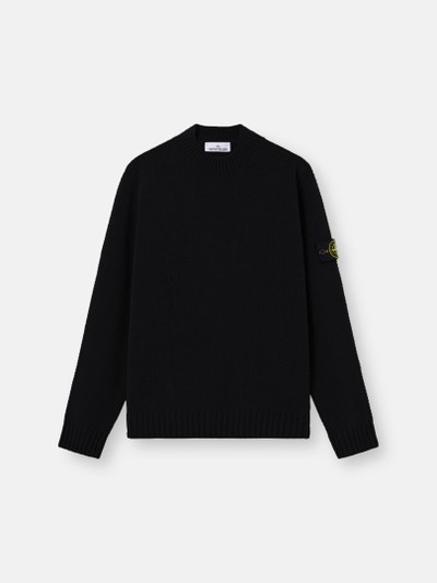 Black Mock neck sweater with ribbed trims 5100005 MOSS STITCH