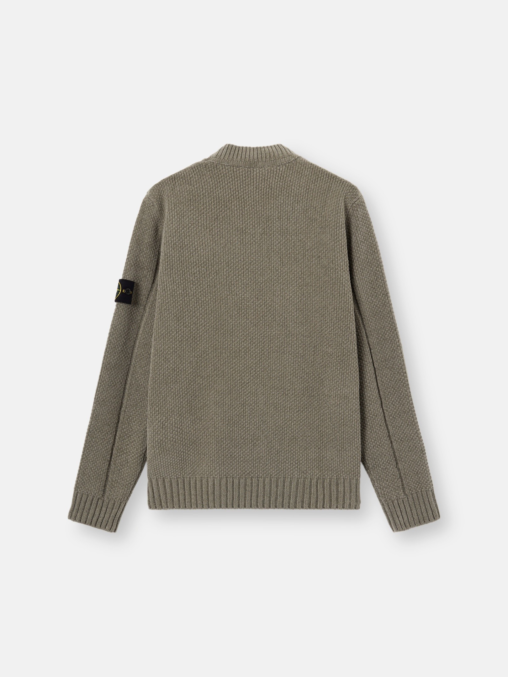 Sage Green Mock neck sweater with ribbed trims 5100005 MOSS STITCH