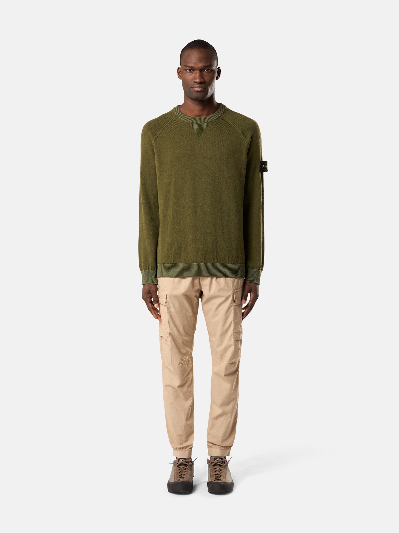 Military Green Loose-fit crewneck sweater 5100013 RAW HAND ORGANIC