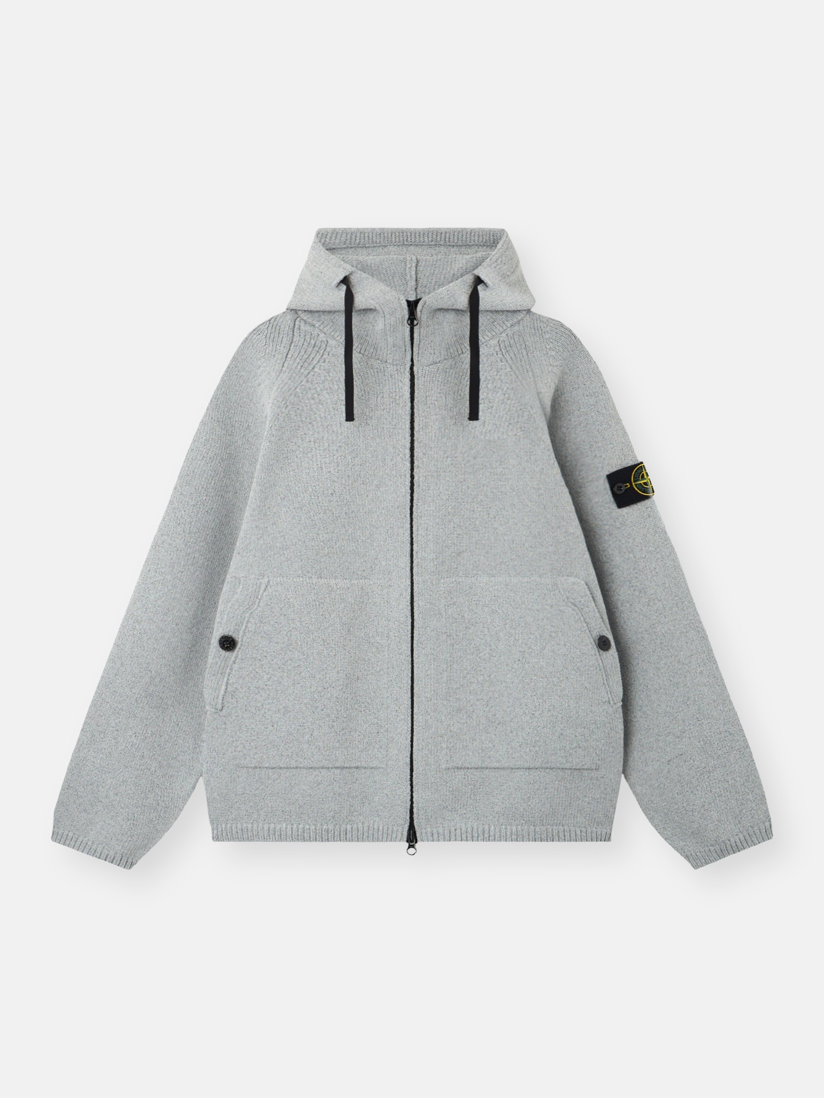 Pearl Grey Melange Oversized-fit zip-up hooded jumper 5100018