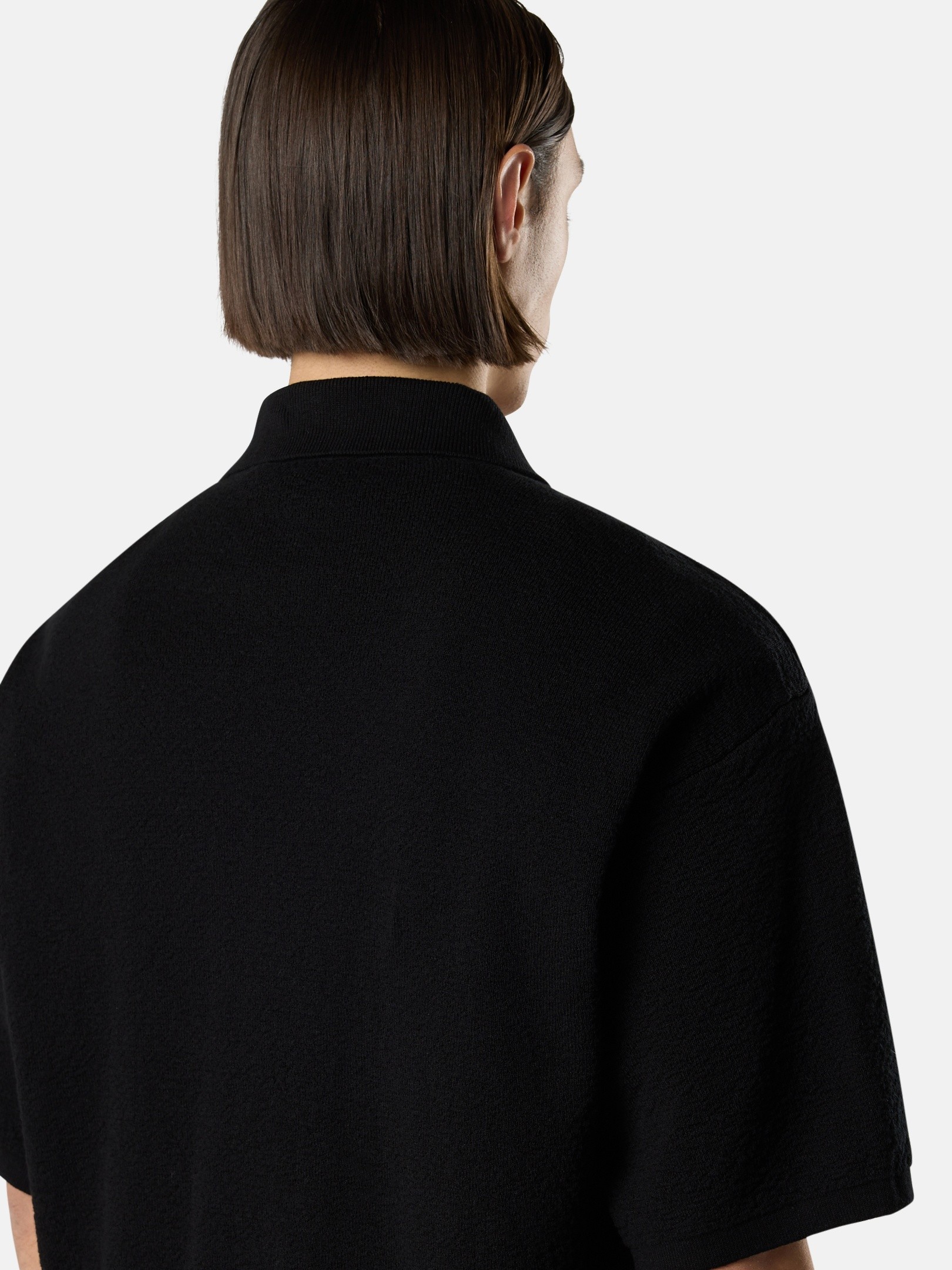 Black Oversized-fit short-sleeve polo with zipper 5100021 LIGHT