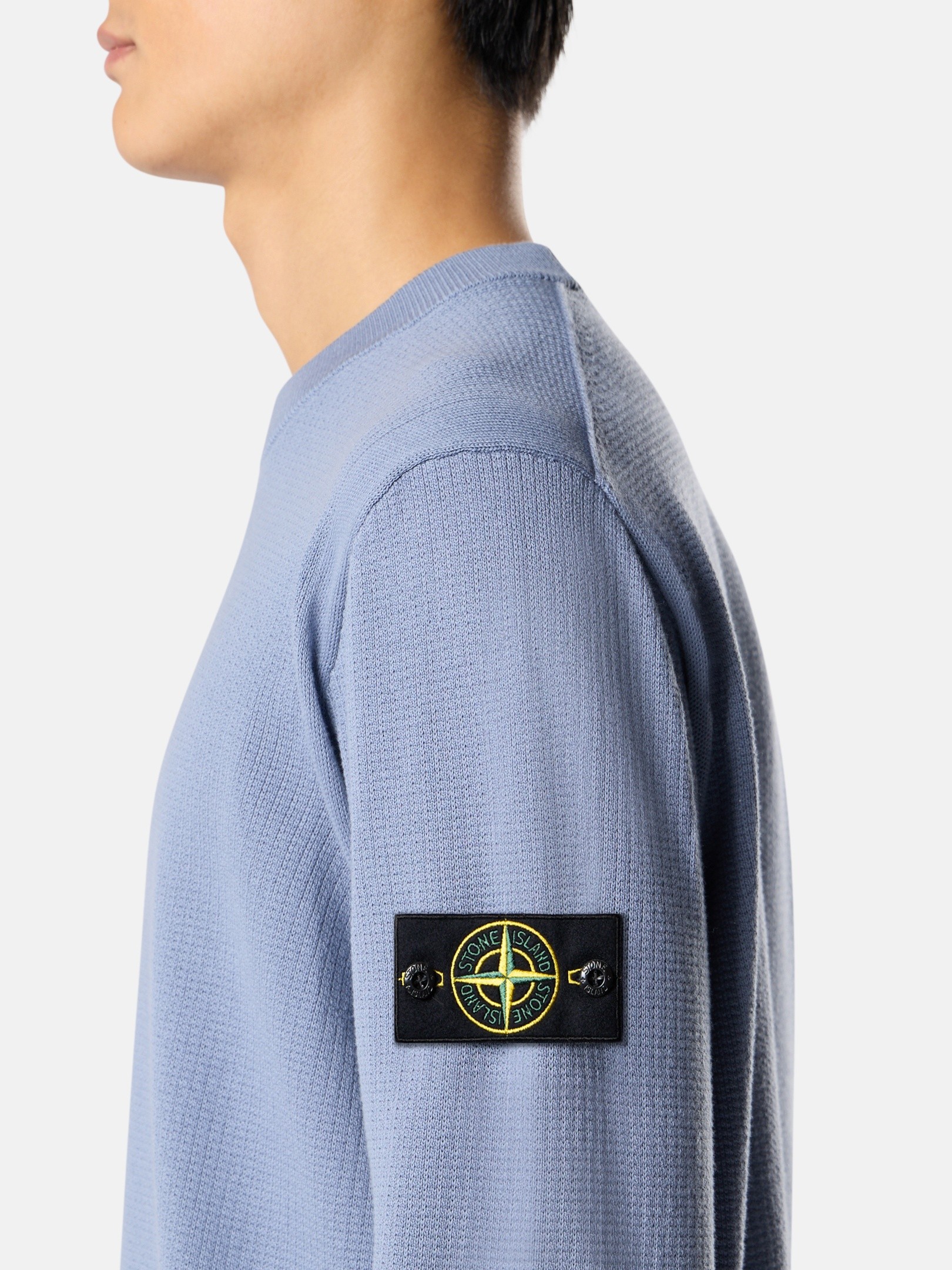 Avio Blue Loose-fit crewneck sweater with ribbed trims 5100023