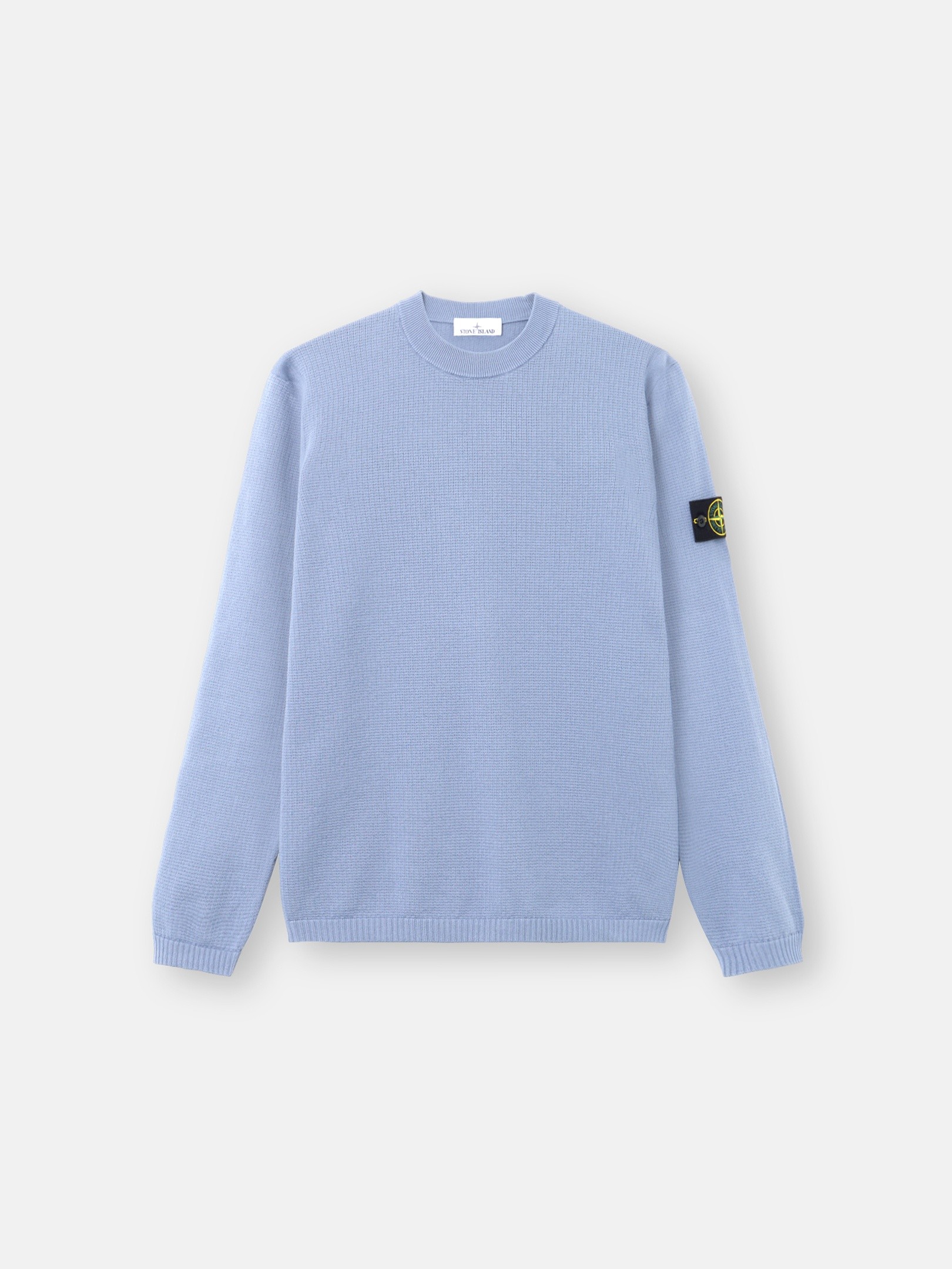 STONE  ブルー 薄着セーター Avio Blue Loose-fit crewneck sweater with ribbed trims 5100023