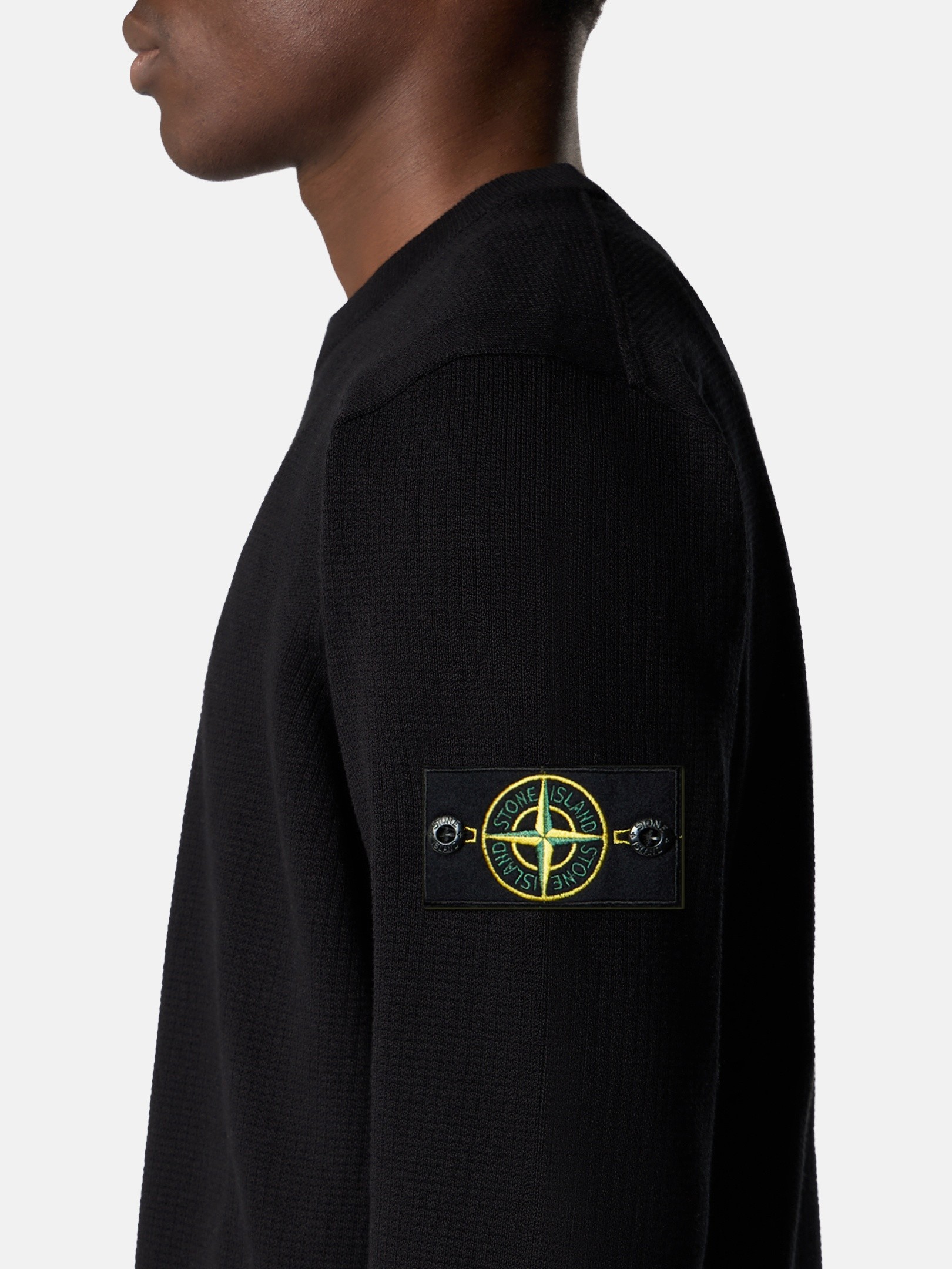 Black Loose-fit crewneck sweater with ribbed trims 5100023 MICRO