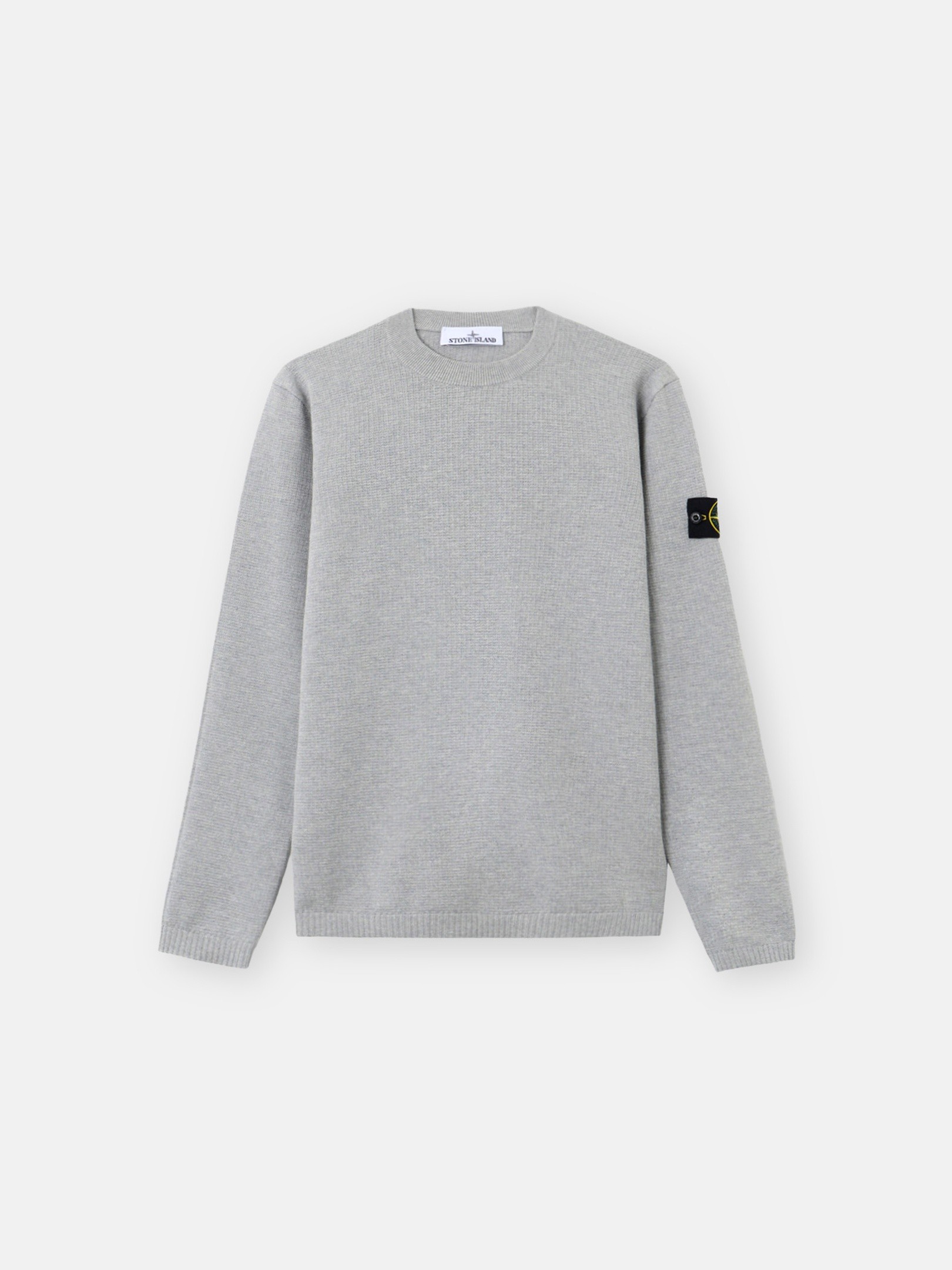 Pearl Grey Melange Loose-fit crewneck jumper with ribbed trims
