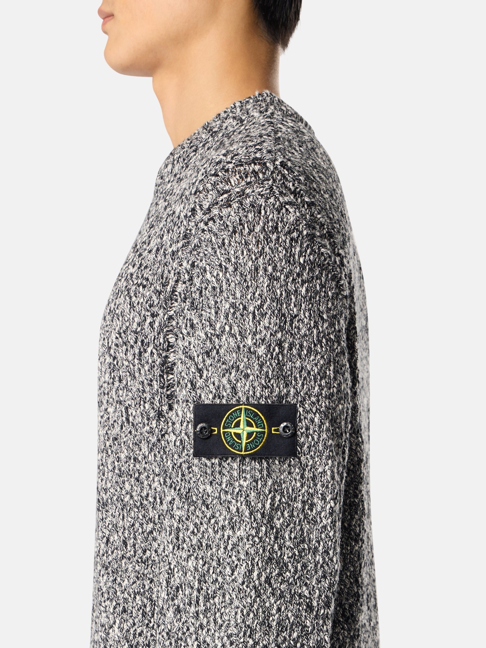 Black Melange Loose-fit crewneck jumper 5100025 SPECKLED COTTON