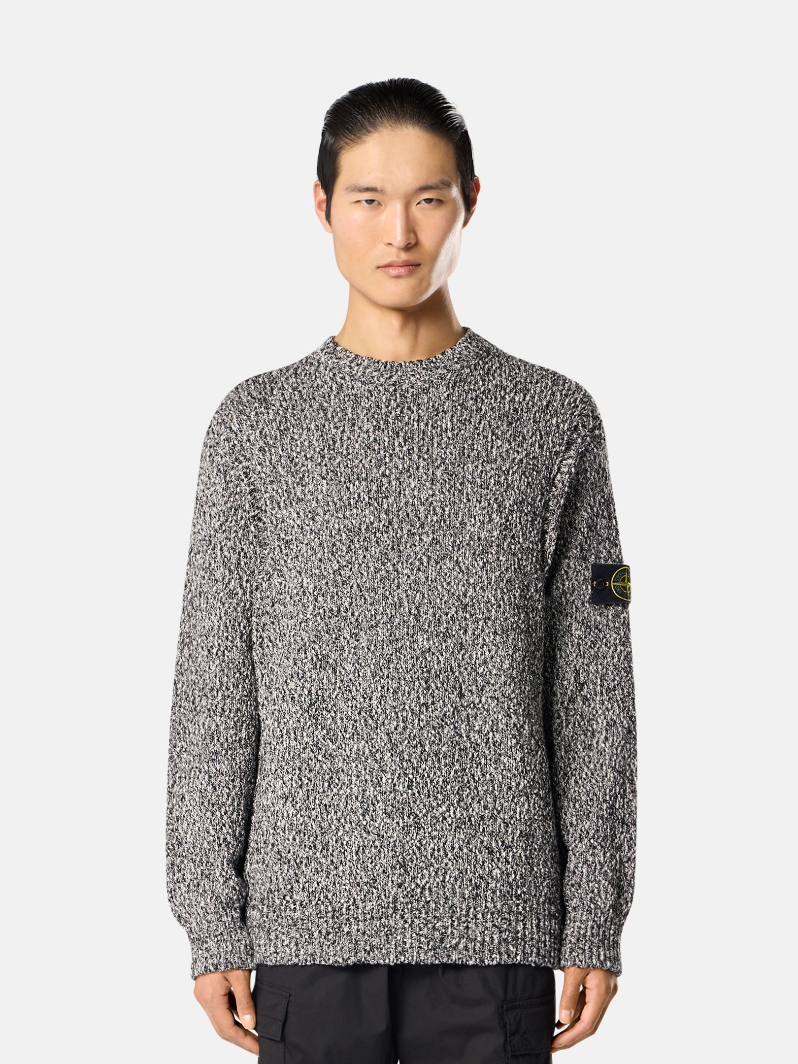 Black Melange Loose-fit crewneck jumper 5100025 SPECKLED COTTON