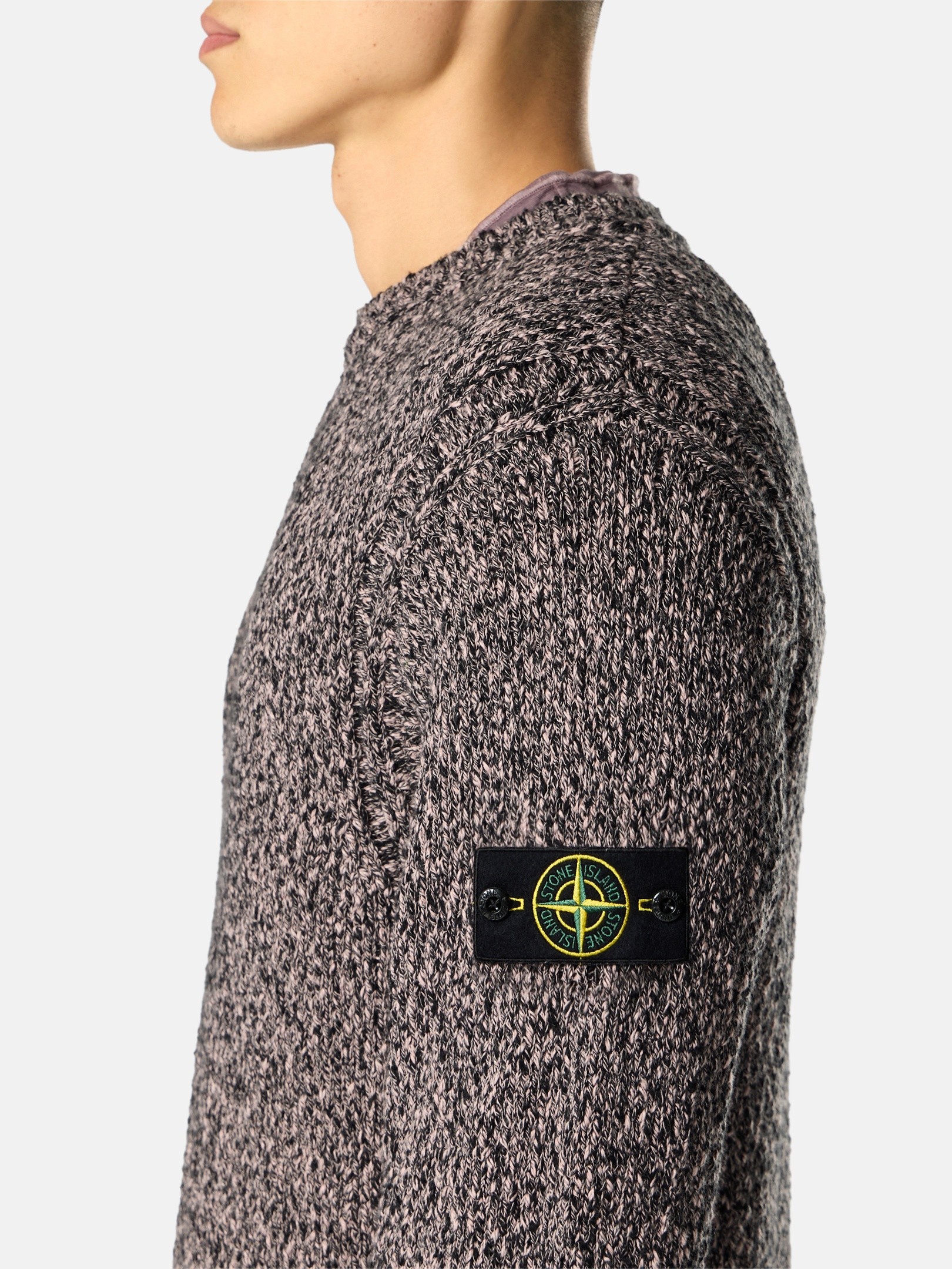 stone  SPECKLED COTTON ニット セーター Pearl Grey Melange Loose-fit crewneck jumper 5100025 SPECKLED