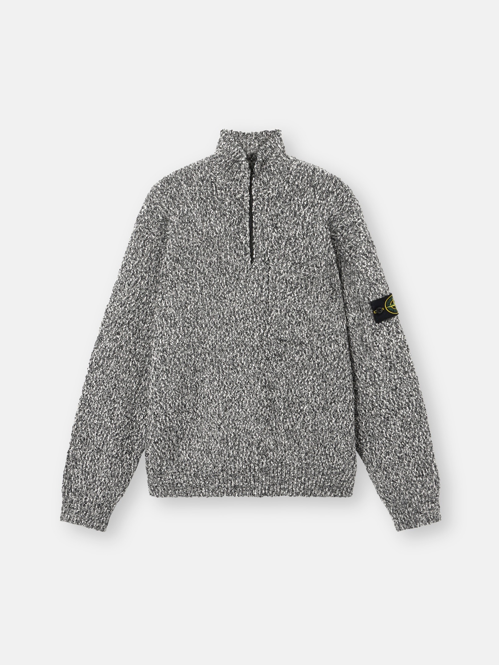 Black Melange Loose-fit half-zip jumper 5100026 SPECKLED COTTON