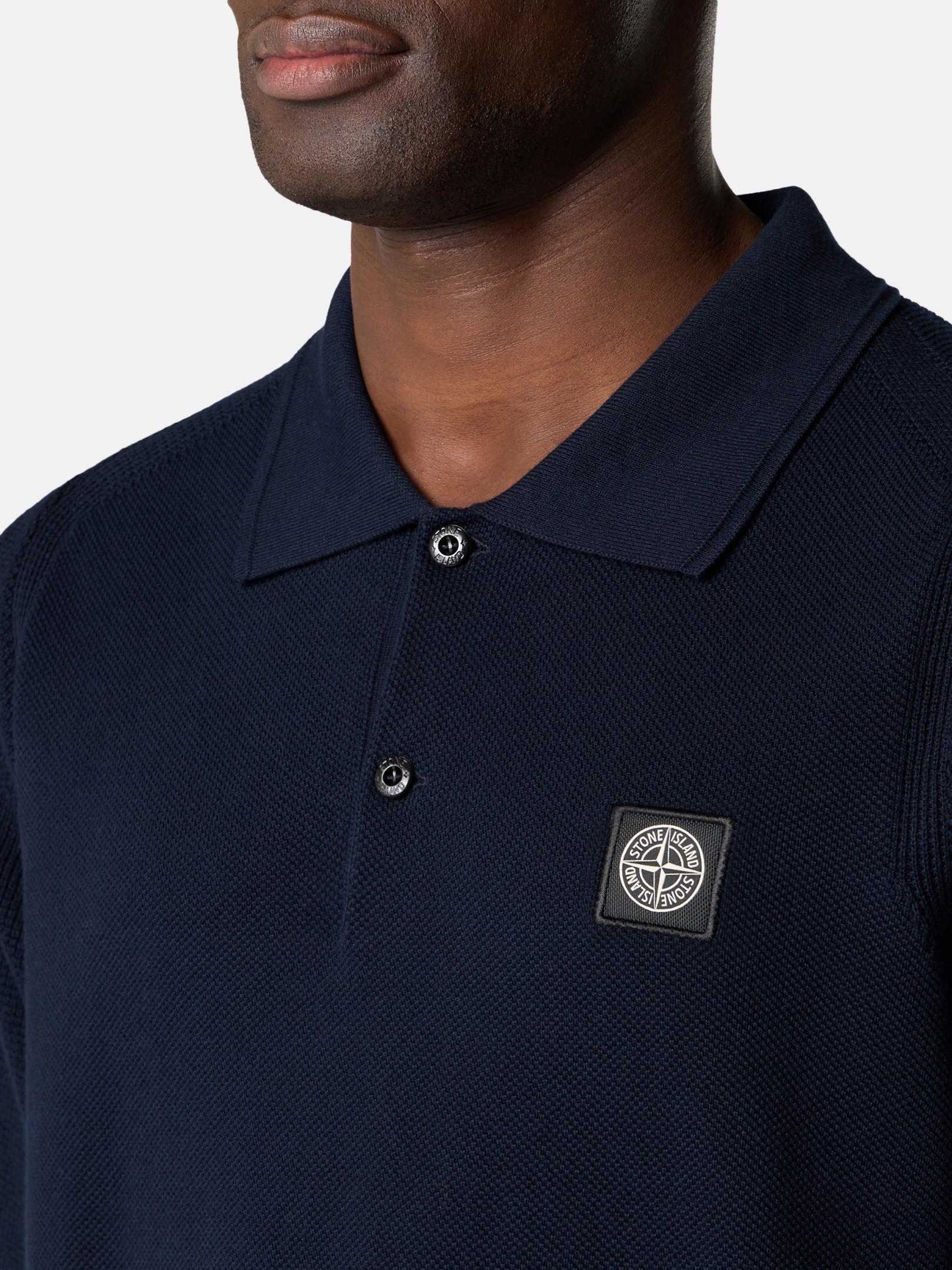 Navy Blue Loose-fit short-sleeve polo with Compass patch 5100030