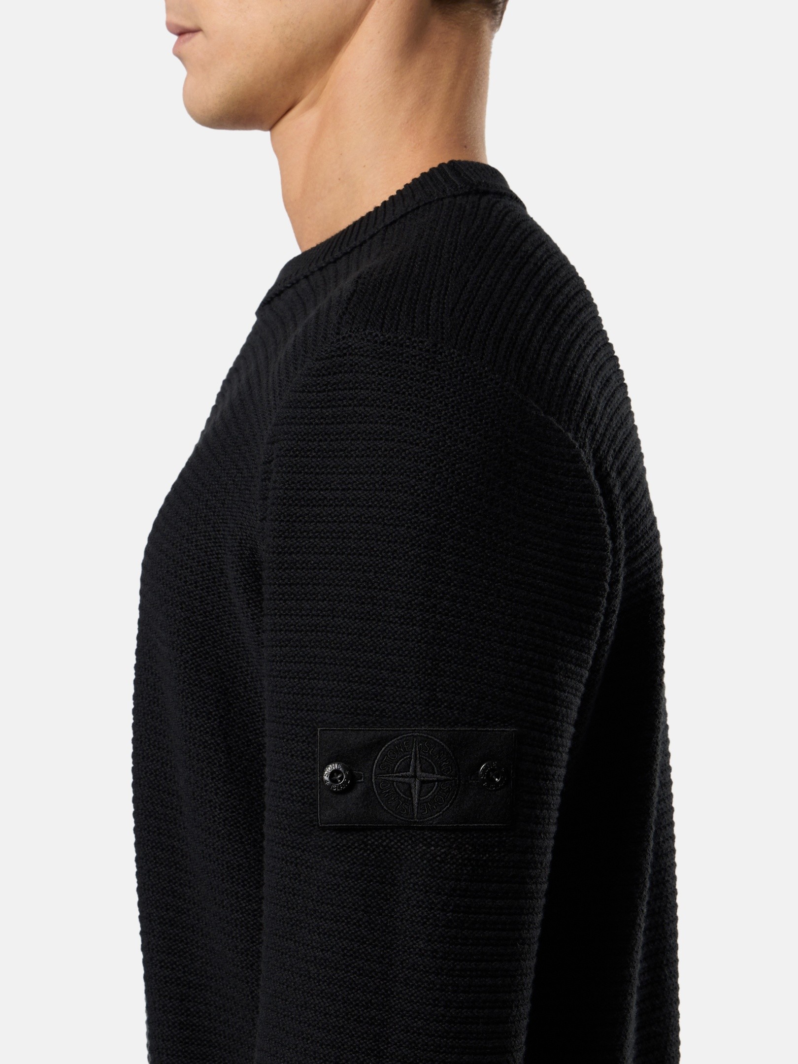 Black Loose-fit crewneck sweater with ribbed trims 5100032 COTTON